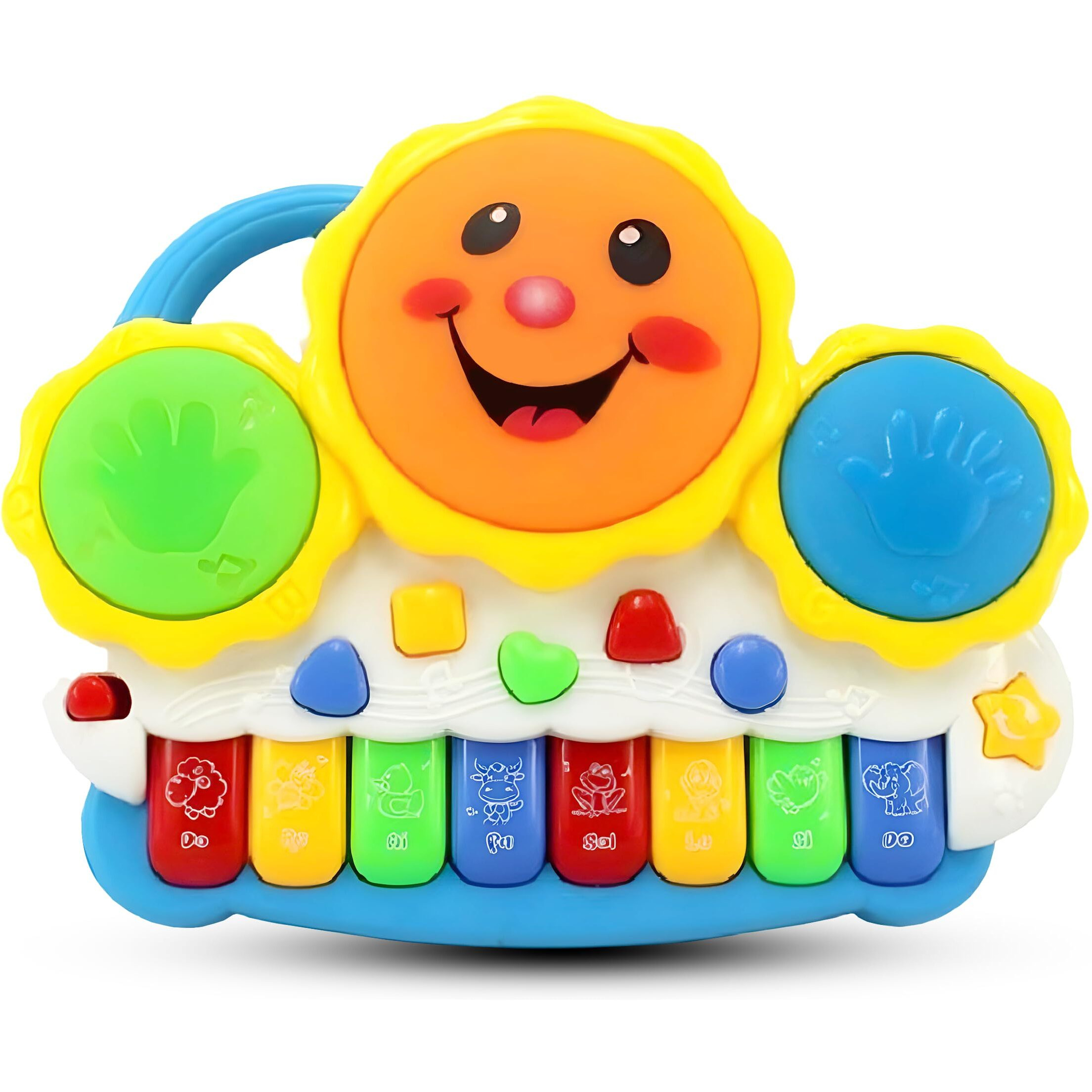 Toyshine Drum Keyboard Musical Toys With Flashing Lights, Animal Sounds And Songs, Multi Color