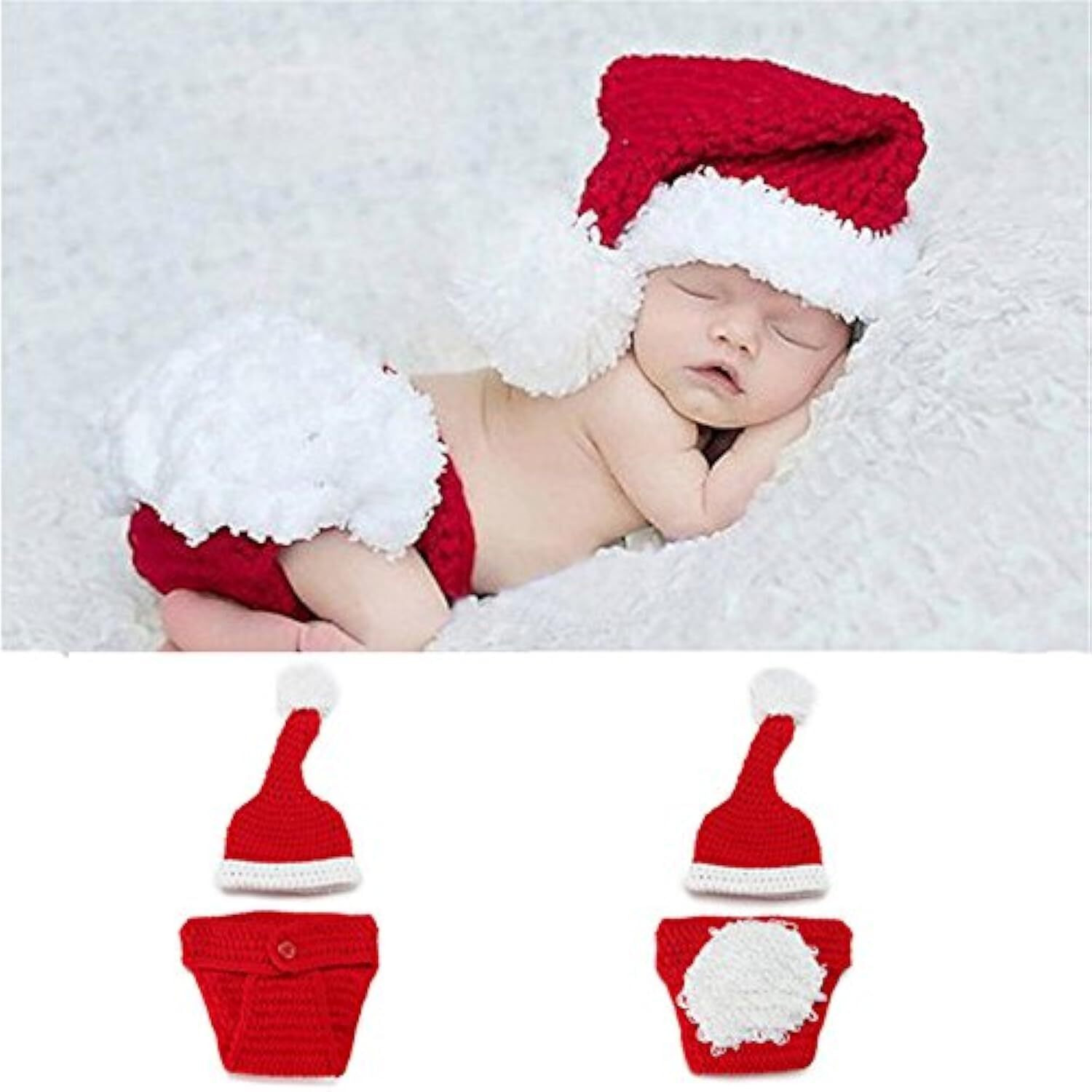 Babymoon Christmas Santa Clause Christmas Shorts N Cap Costum Set Newborn Photography Shoot Props Costume Red,Eco-Friendly & High Quality Soft Knitted Crochet