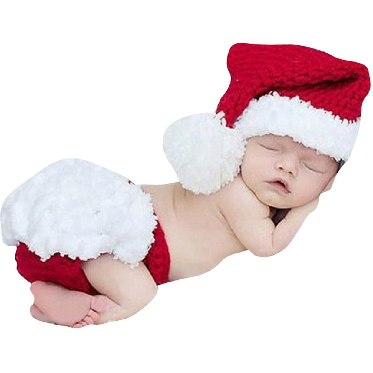 Babymoon Christmas Santa Clause Christmas Shorts N Cap Costum Set Newborn Photography Shoot Props Costume Red,Eco-Friendly & High Quality Soft Knitted Crochet