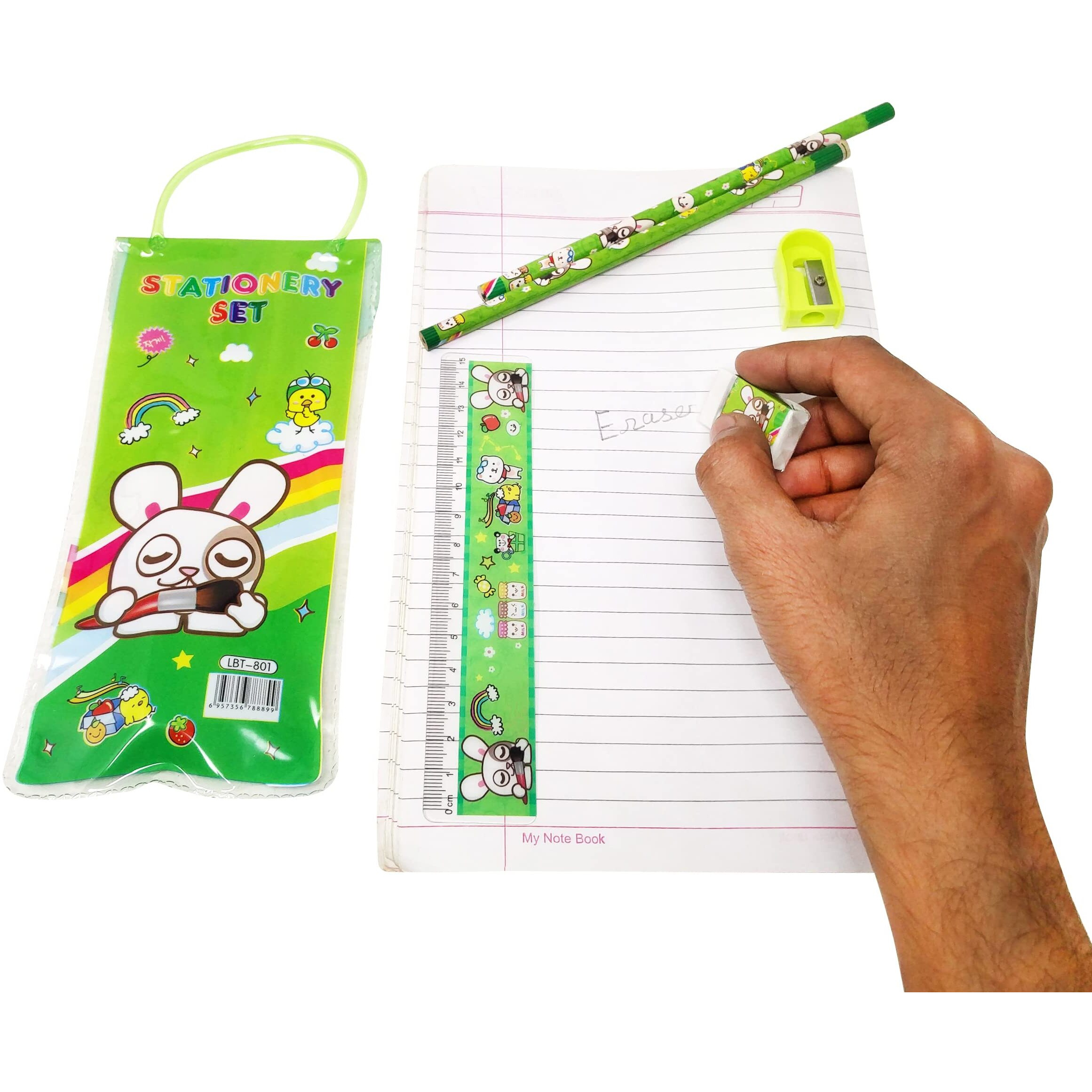 Parteet Birthday Party Return Gifts-Pack Of 6 Mix Stationery Kit Set In A Bag For Kids - Assorted Colours