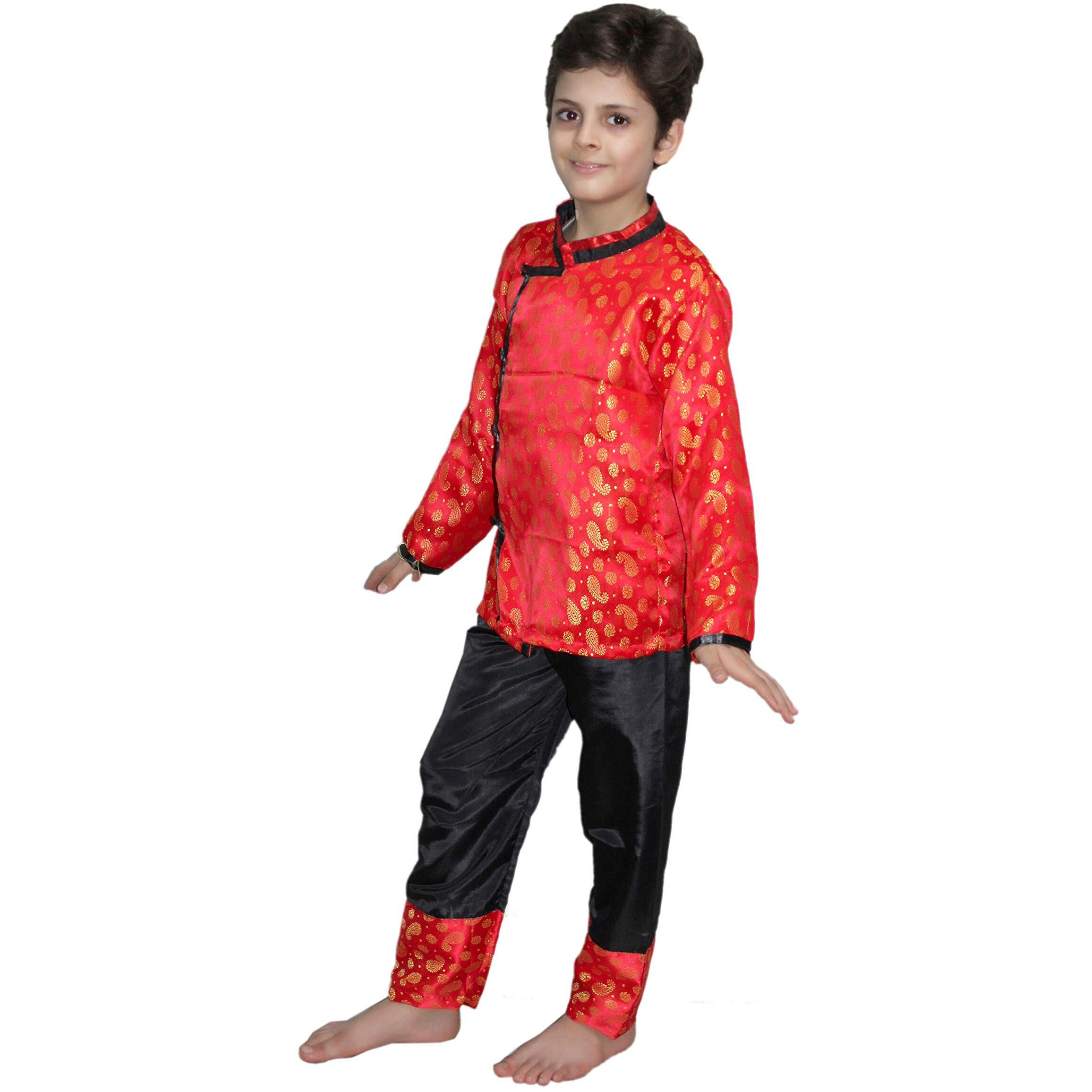 Kaku Fancy Dresses Silk Global Ethnic Wear Chinese Boy Costume -Red, 5-6 Years, For Boys