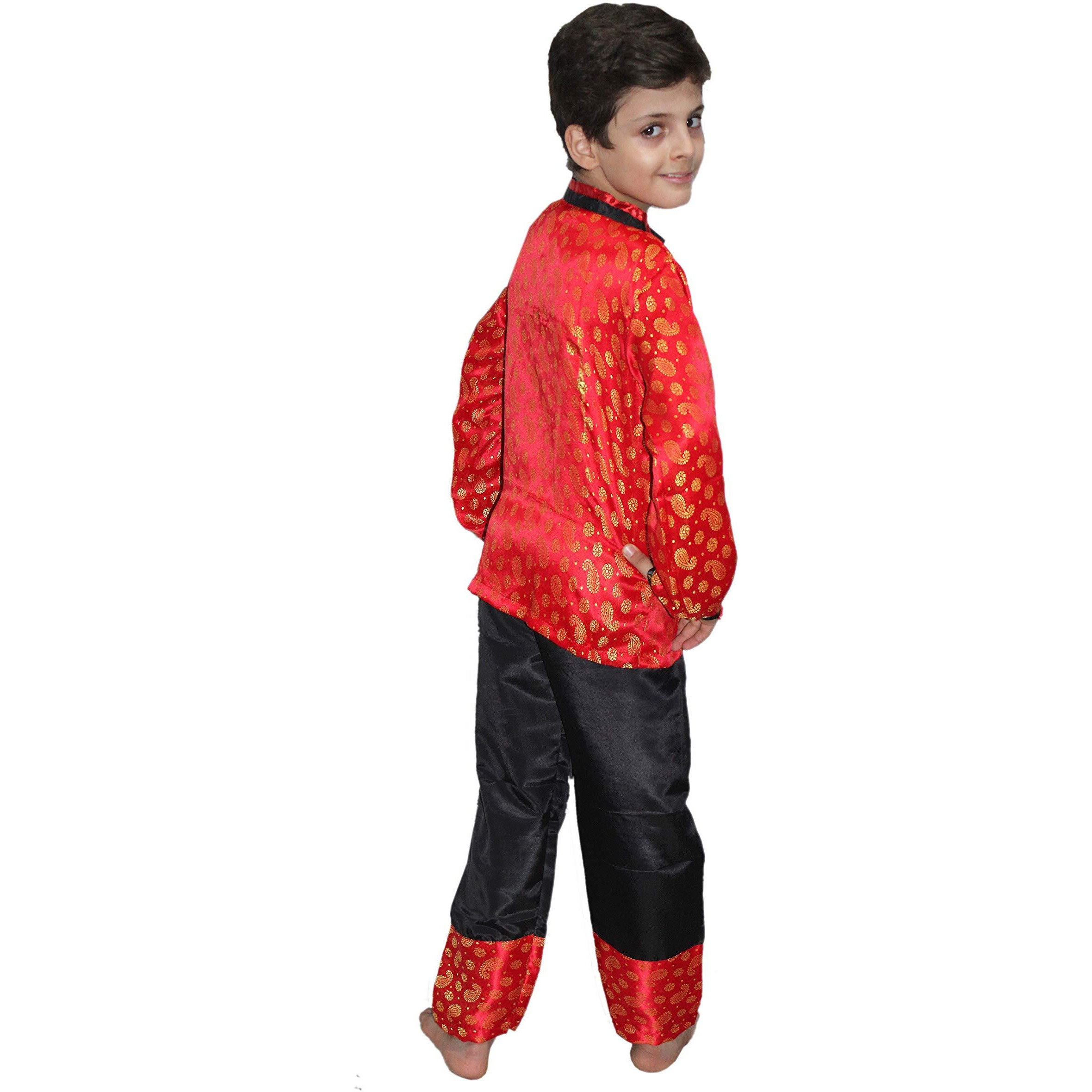 Kaku Fancy Dresses Silk Global Ethnic Wear Chinese Boy Costume -Red, 5-6 Years, For Boys