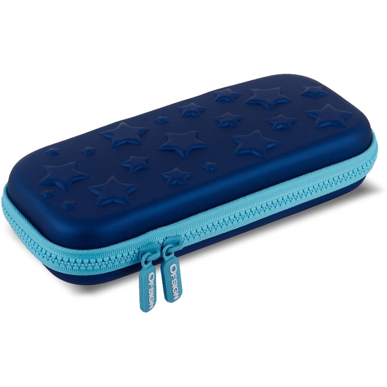 Ofsign Pencil Pouch For Boys, Pencil Case For Girls, School, Student, Embossed Pen Case Holder With Dual Zipper Mesh Pocket, Hard Top Pencil Box For Kids, Birthday Gifts, Stationary Pouch - Blue