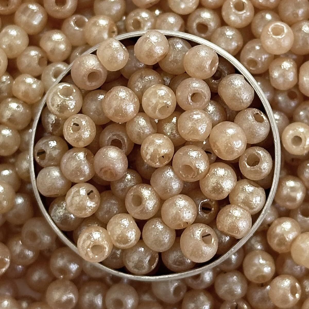 Embroiderymaterial Round Ceramic Glass Beads (Moti) For Jewellery Making, Bracelet Making, Craft, Embroidery Work, Mala Making, Toran Making, Hair Accessories (Apricot, 940 Beads Approx, 3 To 5 Mm)