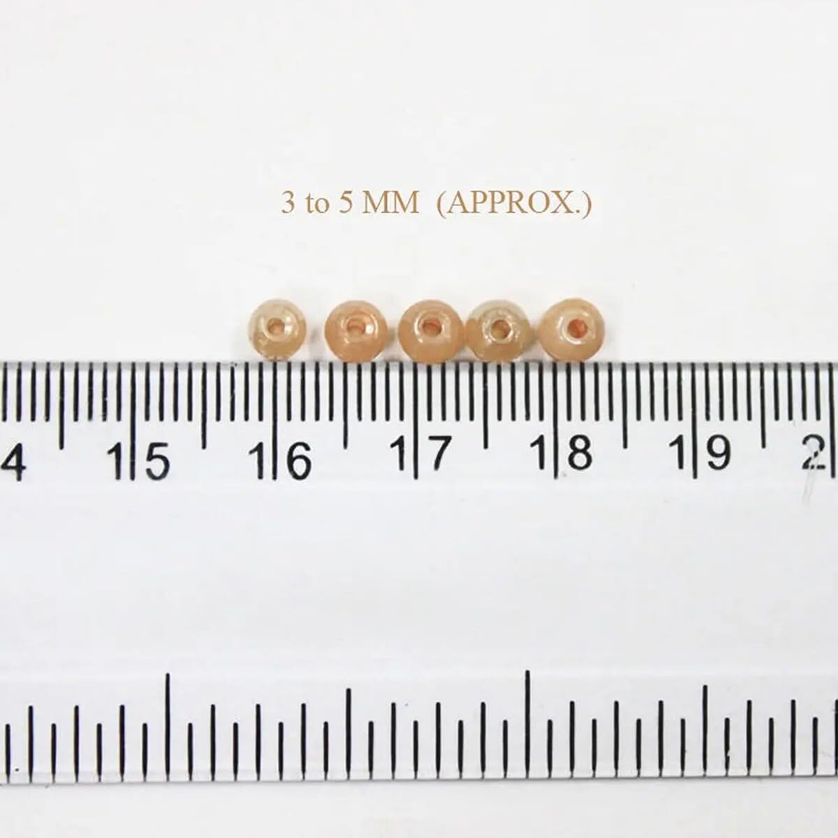 Embroiderymaterial Round Ceramic Glass Beads (Moti) For Jewellery Making, Bracelet Making, Craft, Embroidery Work, Mala Making, Toran Making, Hair Accessories (Apricot, 940 Beads Approx, 3 To 5 Mm)