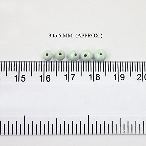 Embroiderymaterial Round Ceramic Glass Beads (Moti) For Jewellery Making, Bracelet Making, Craft, Embroidery Work, Mala Making, Toran Making (Pale Turquoise, 100 Gram, 3 To 5 Mm)