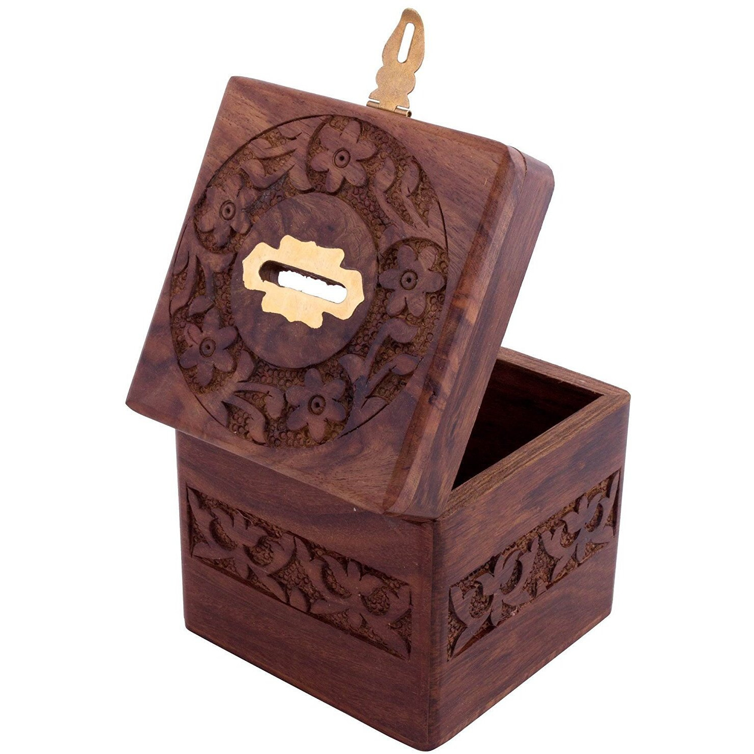 Zyntix Wooden Piggy Bank Storage 4 Inch Fully Carved Coin Bank Adult Piggy Bank Wooden Coin Box Money Bank For Coins And Money For Kids Money Box For Home Temple