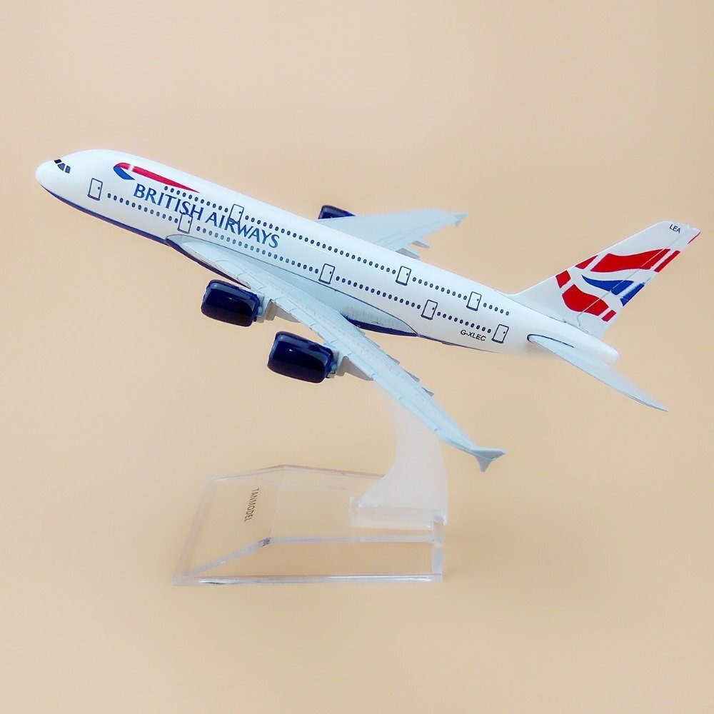 Sage Square 1300 British Airways Airbus A380-841 Scale Metal Model Aircraft, Highly Detailed Souvenir Model Aircraft Collection,Multicolor