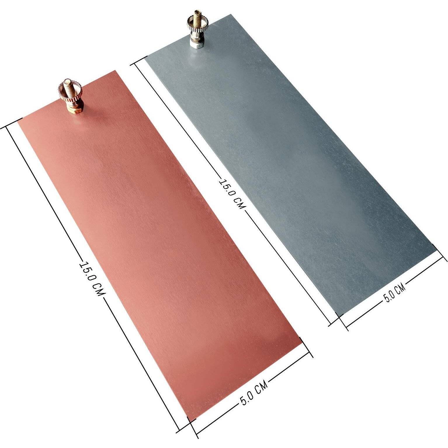 Kit4Curious Copper, Zinc Plate For Science Experiments, Multicolour, 1 Copper Plate And 1 Zinc Plate