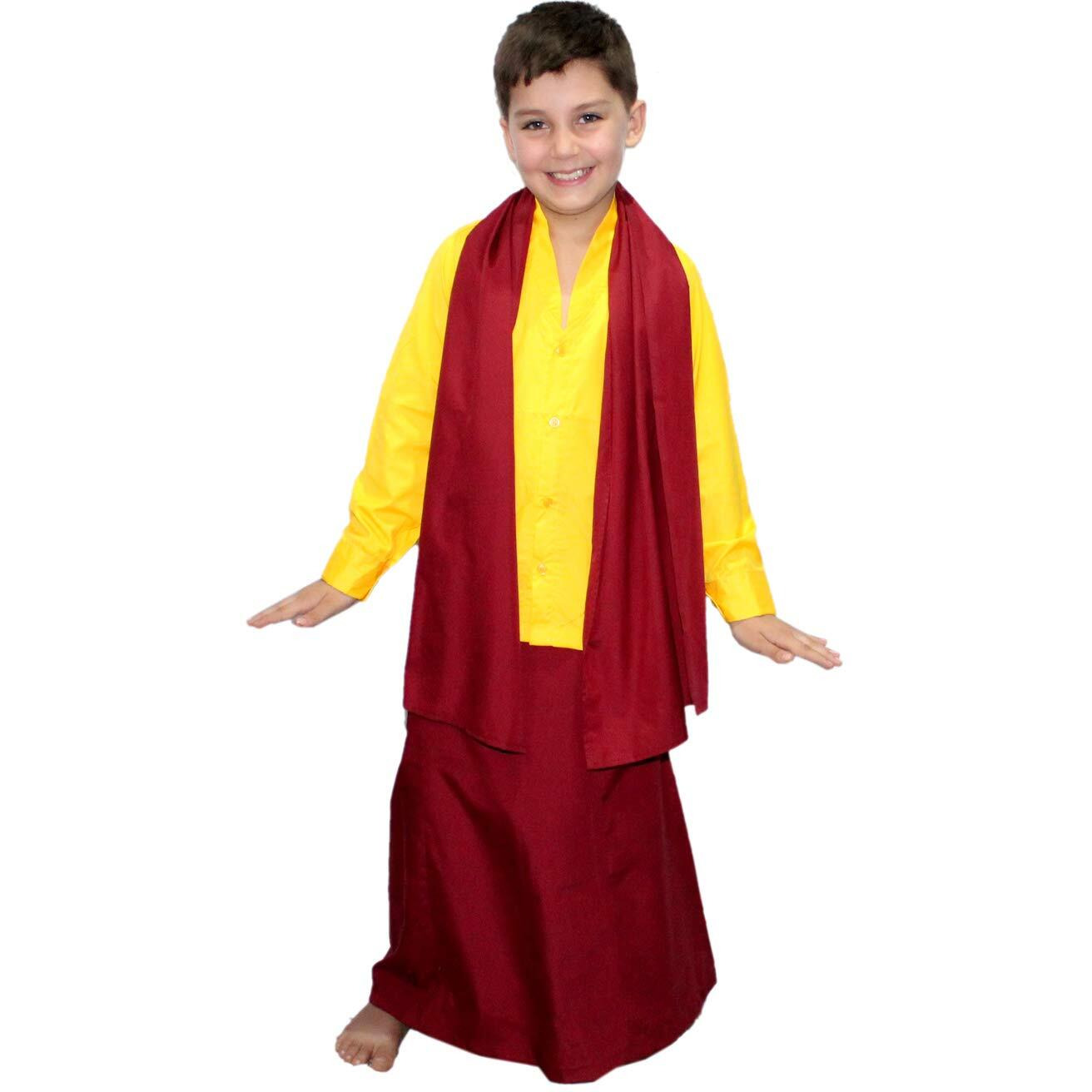 Kaku Fancy Dresses Buddha Fancy Dress Costume/Shaolin Costume For Kids/Tibetan Monk Costume -Yellow, 5-6 Years, For Boys