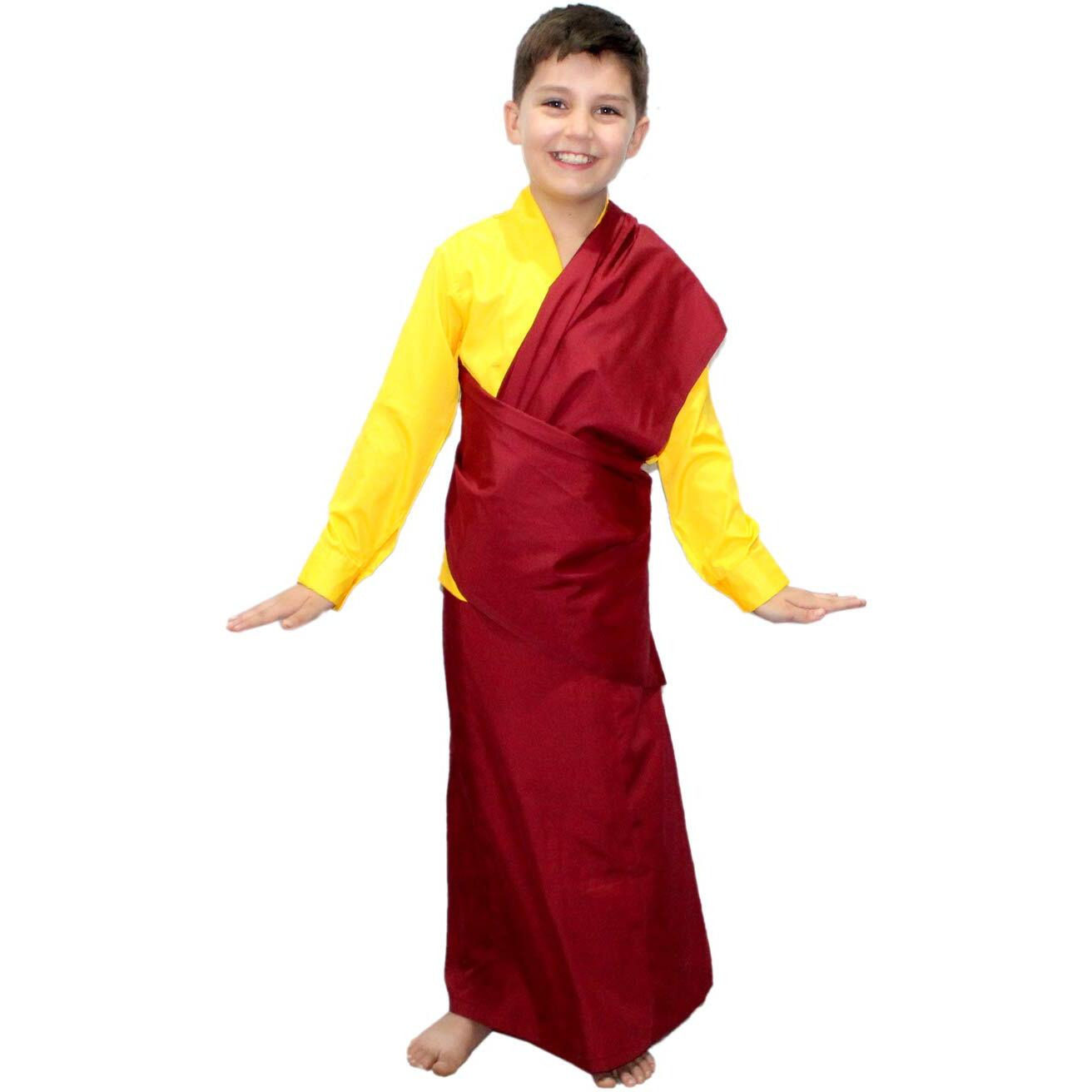 Kaku Fancy Dresses Buddha Fancy Dress Costume/Shaolin Costume For Kids/Tibetan Monk Costume -Yellow, 5-6 Years, For Boys