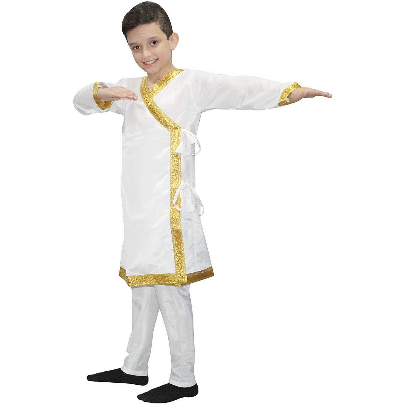 Kaku Fancy Dresses Kathak Dress For Boy/Dance Costume/Classical Dancewear/Kathak Dance Costume -Cream, 3-4 Years, For Boys