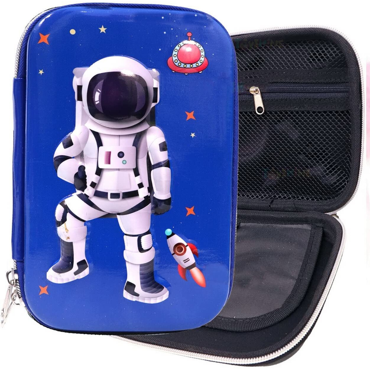 Parteet Multipurpose Stylish Large Capacity Hardtop Eva Pencil Case Organizer, Pen Holder Pouch (Blue Space)