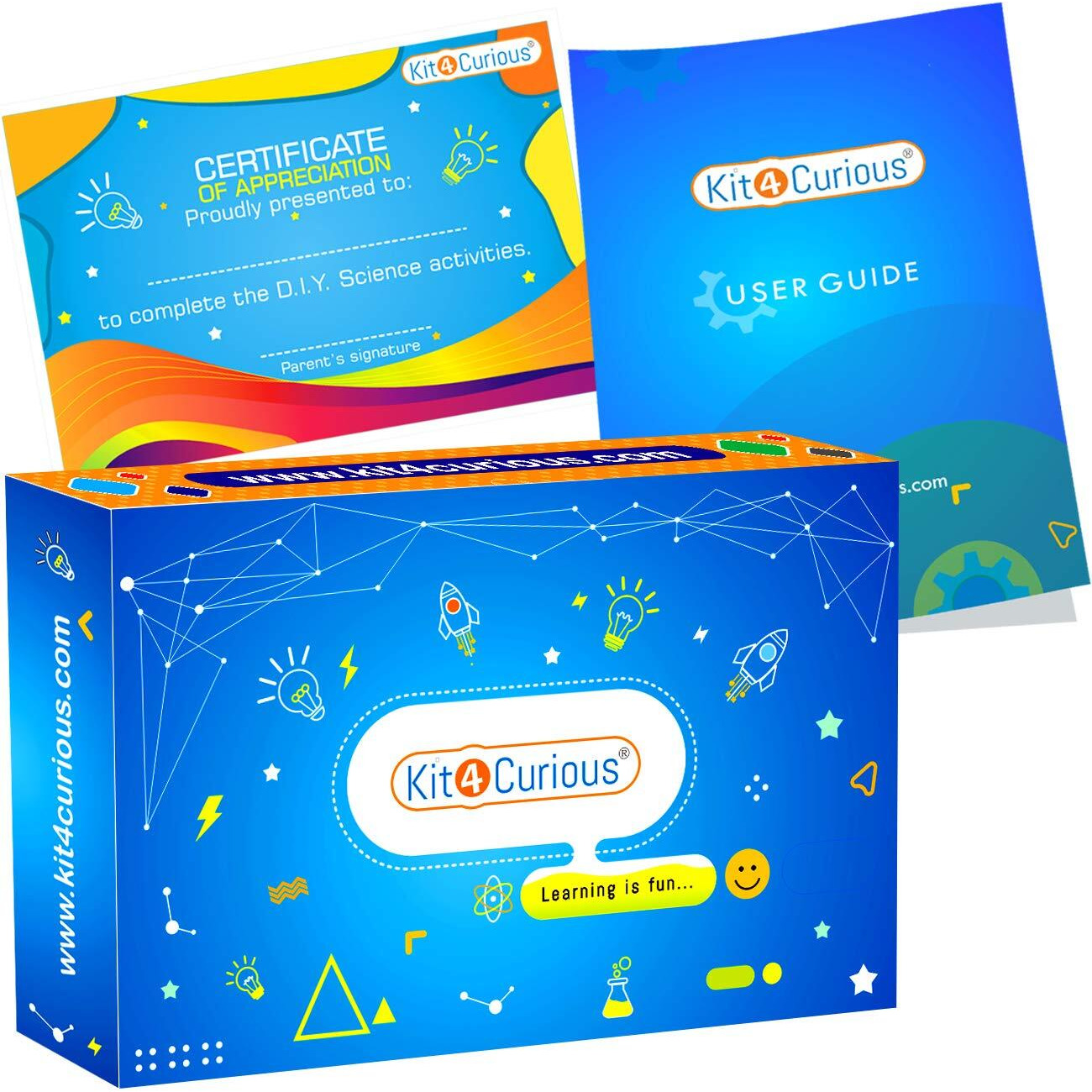 Kit4Curious School Projects Material - 128 Experiments Students Essential Kit With Booklet - Multicolor,For 6+ Years