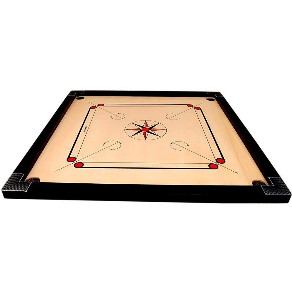 M Art Carrom Board Rough Aand Smooth Polish Finish Medium Size 26 * 26" With Pakki Ply With Coins, Powder Aand Stiker Free