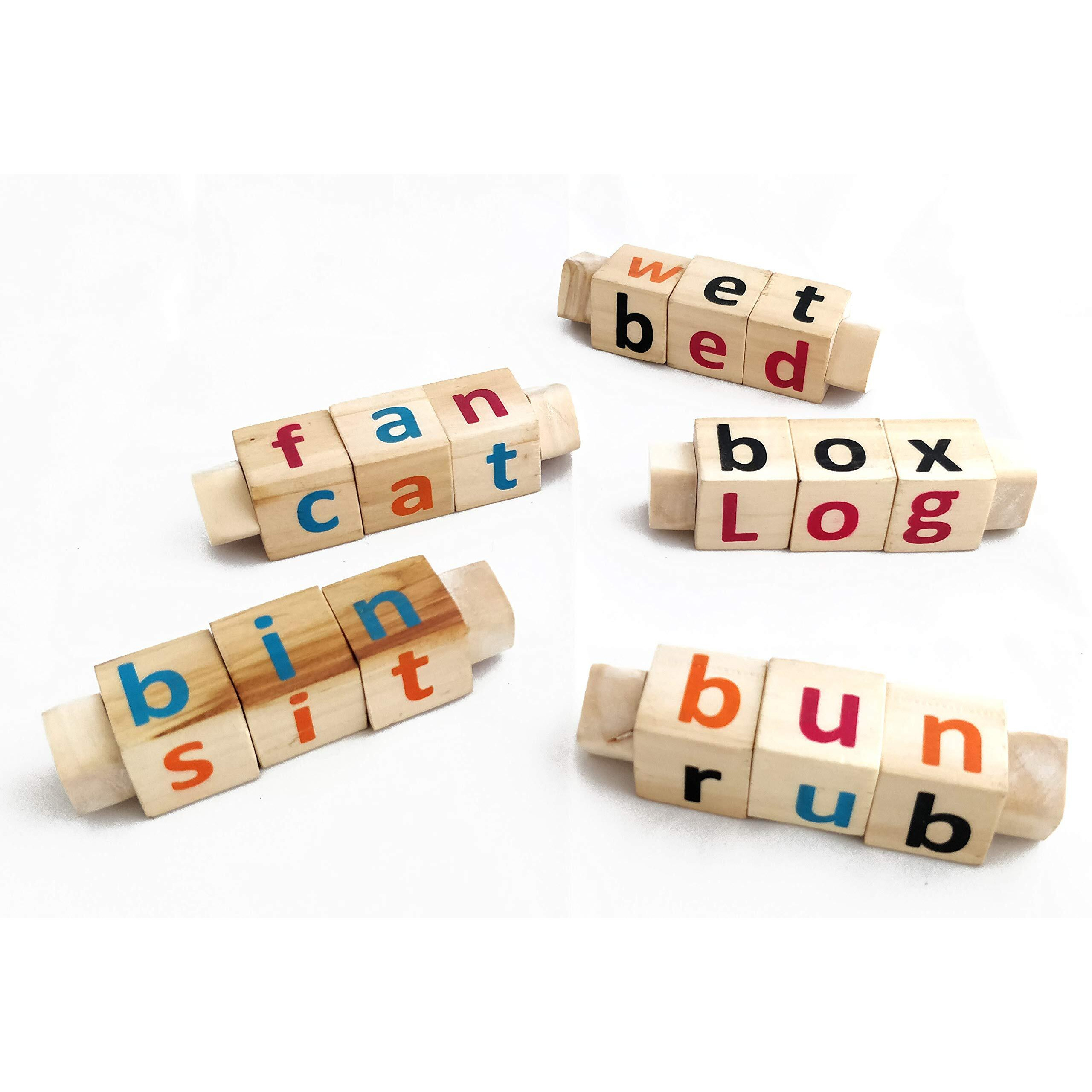 Ivei Wooden Educational Toys For Kids - Phonics Toy - Spell Games  Learning Toy  Alphabet Learner  Multicolour Toy - Toddler Toys  Alphabetic Words  Smart And Unique Gift For Kids (Set Of 5)