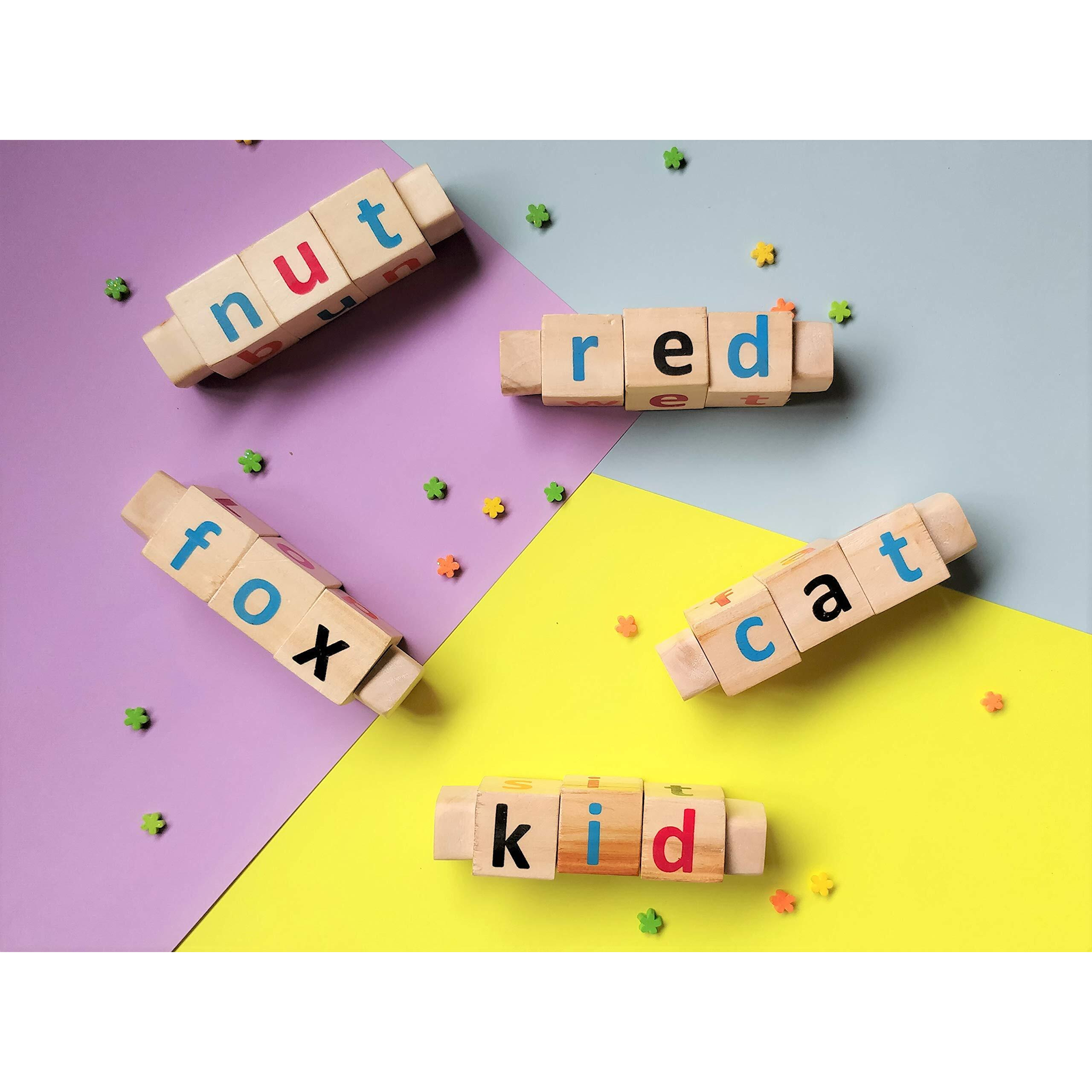 Ivei Wooden Educational Toys For Kids - Phonics Toy - Spell Games  Learning Toy  Alphabet Learner  Multicolour Toy - Toddler Toys  Alphabetic Words  Smart And Unique Gift For Kids (Set Of 5)