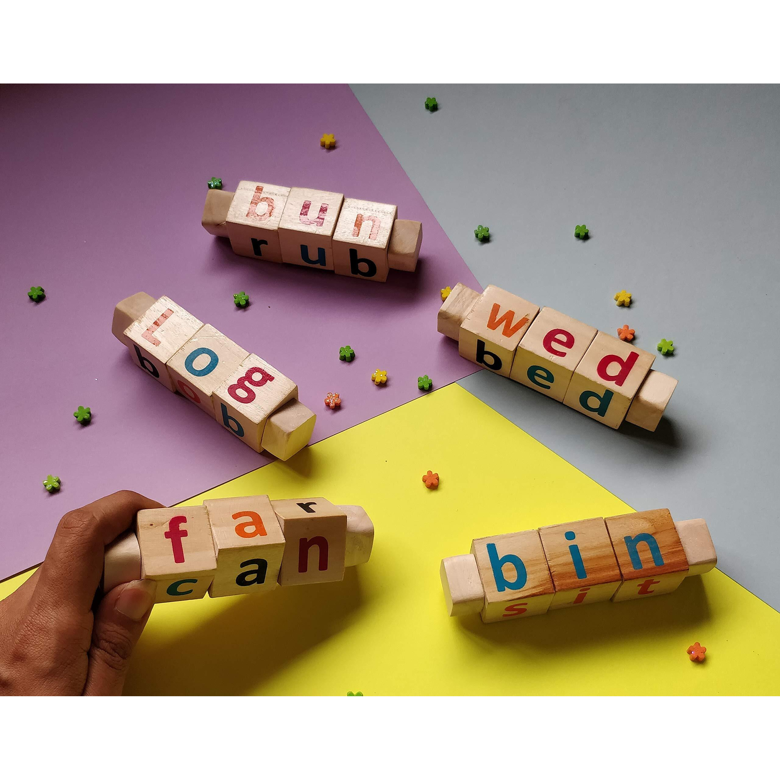 Ivei Wooden Educational Toys For Kids - Phonics Toy - Spell Games  Learning Toy  Alphabet Learner  Multicolour Toy - Toddler Toys  Alphabetic Words  Smart And Unique Gift For Kids (Set Of 5)