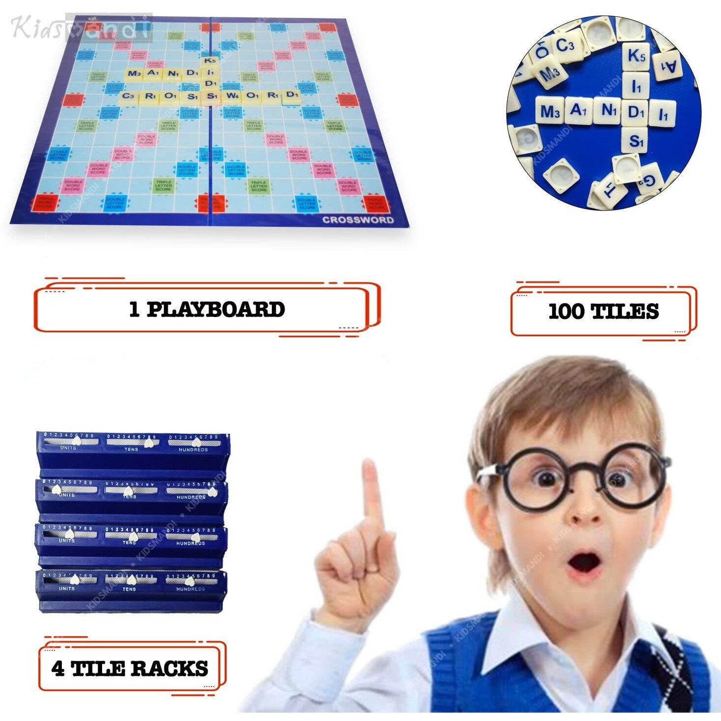 Kids Mandi Crossword Board Game | Education Vocabulary Learning Word Building Game For Kids & Family,Multicolor
