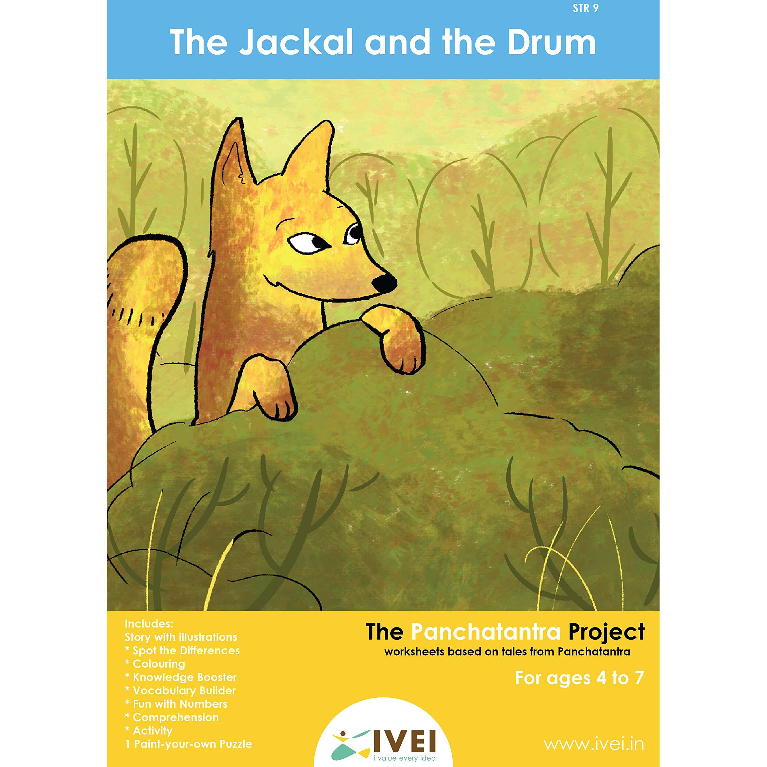 Ivei Panchatantra Kids Learning Book - Workbook And Diy Puzzle Of Panchatantra Story - Colouring Activity Worksheets - Creative Fun Activity And Education For Kids - The Jackal And The Drum ( Age 4 To 7 Years )