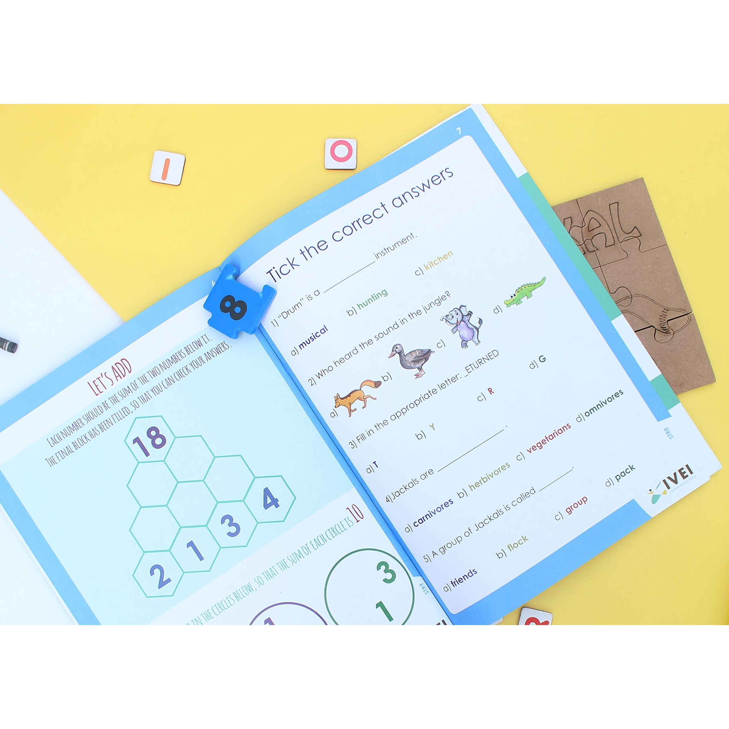 Ivei Panchatantra Kids Learning Book - Workbook And Diy Puzzle Of Panchatantra Story - Colouring Activity Worksheets - Creative Fun Activity And Education For Kids - The Jackal And The Drum ( Age 4 To 7 Years )