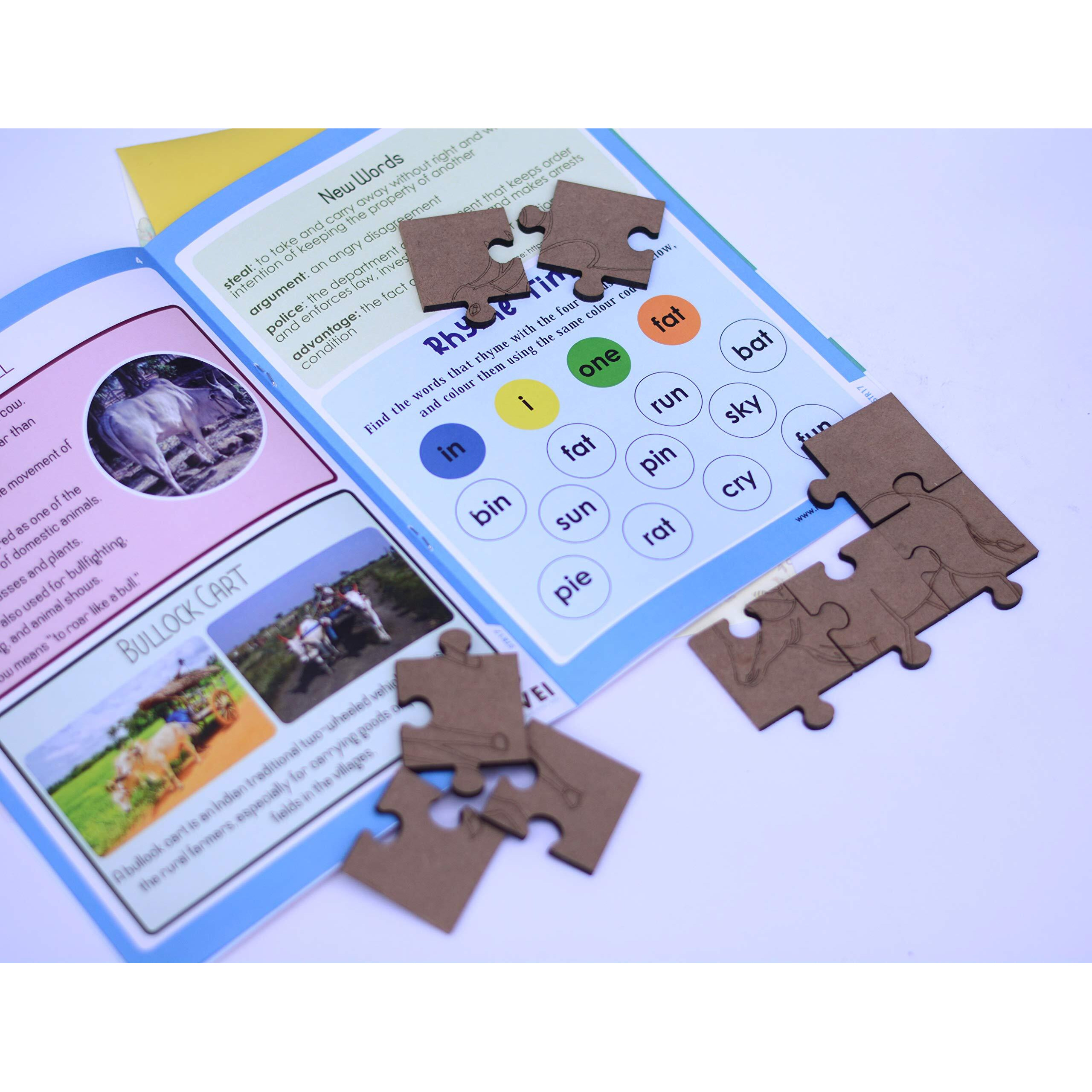 Ivei Panchatantra Kids Learning Book - Workbook And Diy Puzzle Of Panchatantra Story - Colouring Activity Worksheets - Creative Fun Activity And Education For Kids - The Farmer And The Two Thieves ( Age 4 To 7 Years )
