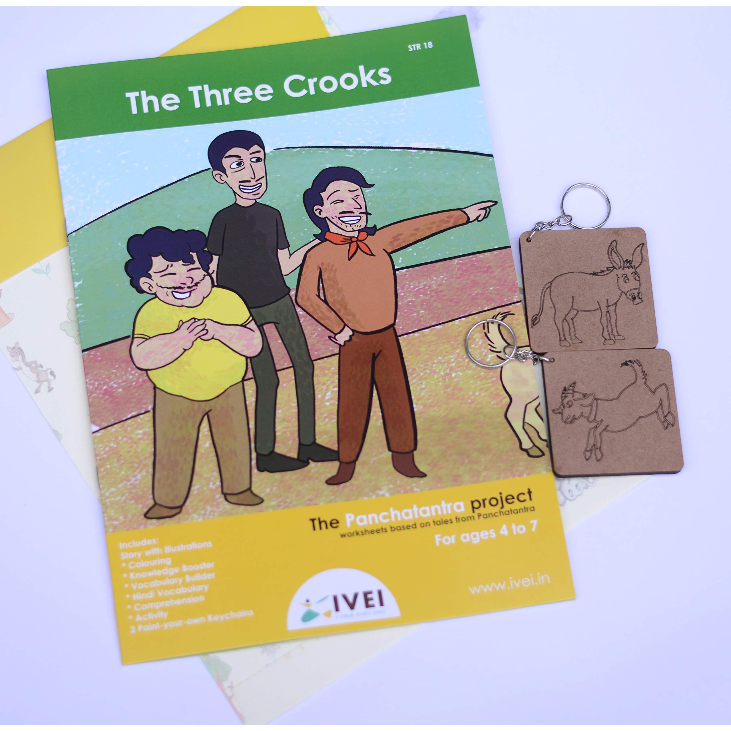 Ivei Panchatantra Workbook & Diy Keychains - The Three Crooks Learning Activity For Kids Ages 4-7