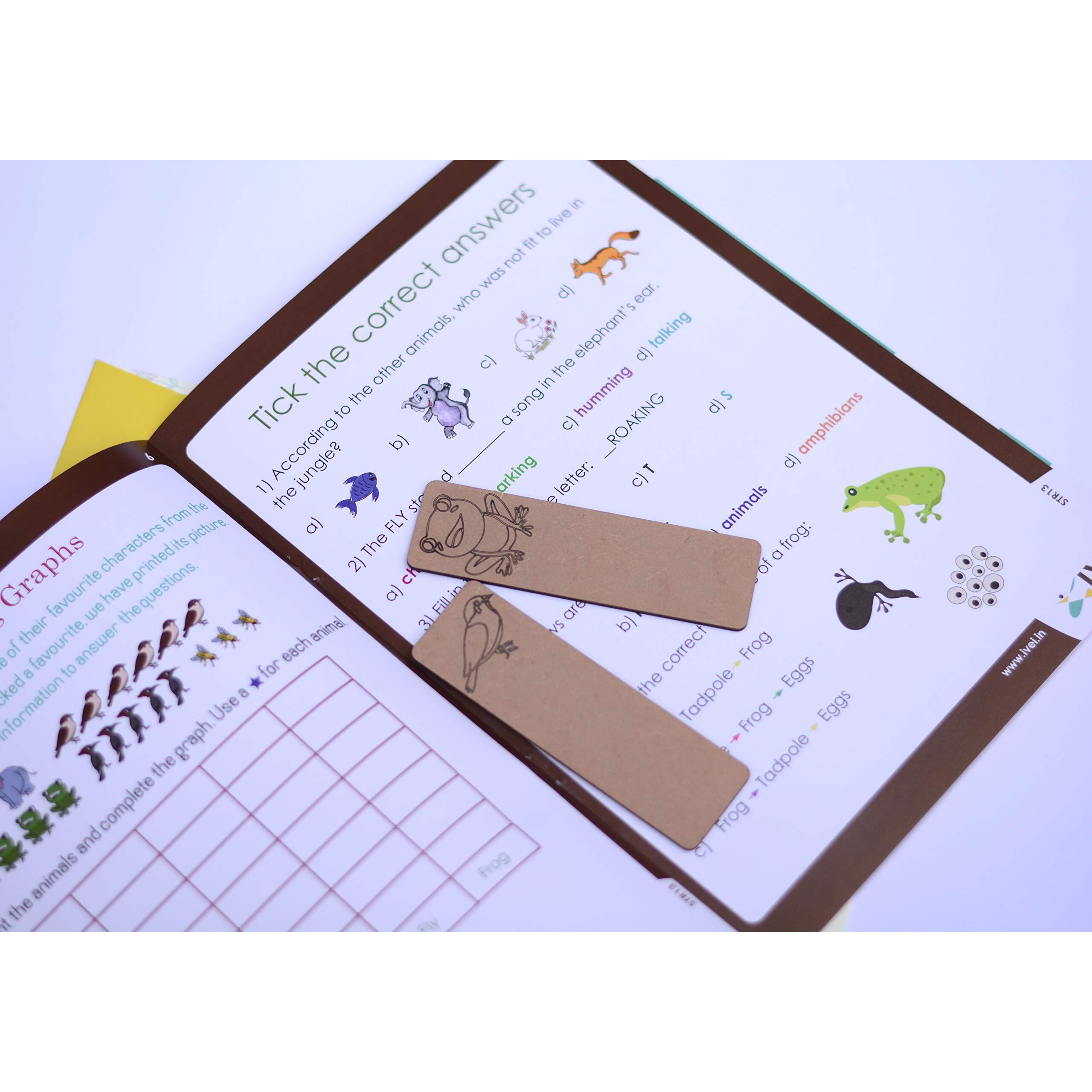 Ivei Panchatantra Kids Learning Book - Workbook And 2 Diy Bookmarks Of Panchatantra Story - Colouring Activity Worksheets - Creative Fun Activity And Education For Kids - The Elephant And The Sparrow ( Age 4 To 7 Years )