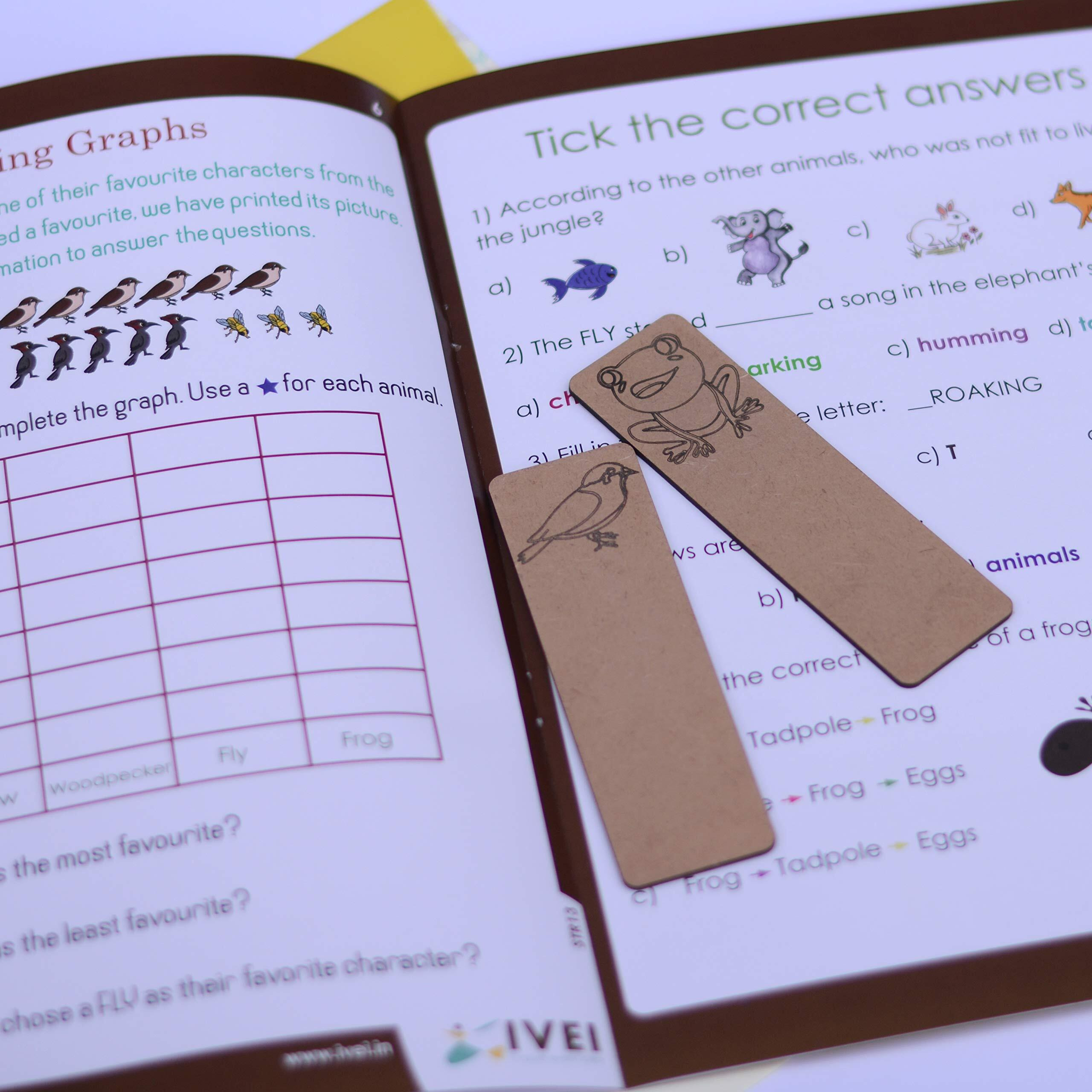 Ivei Panchatantra Kids Learning Book - Workbook And 2 Diy Bookmarks Of Panchatantra Story - Colouring Activity Worksheets - Creative Fun Activity And Education For Kids - The Elephant And The Sparrow ( Age 4 To 7 Years )