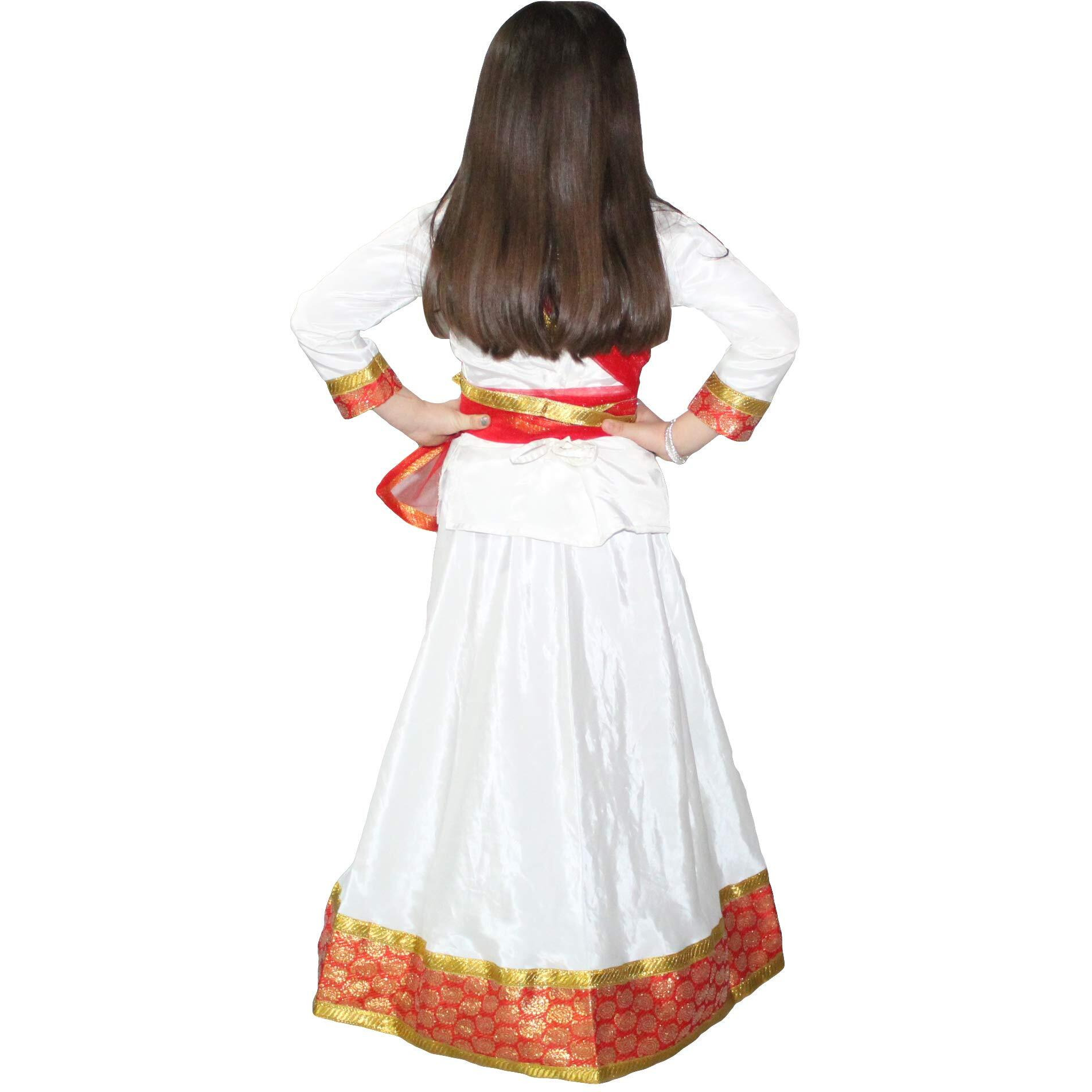 Kaku Fancy Dresses Kathak Dance Costume Lehenga For Kids/Ethnic Indian Kathak Dance Dress For Girls - 5-6 Years