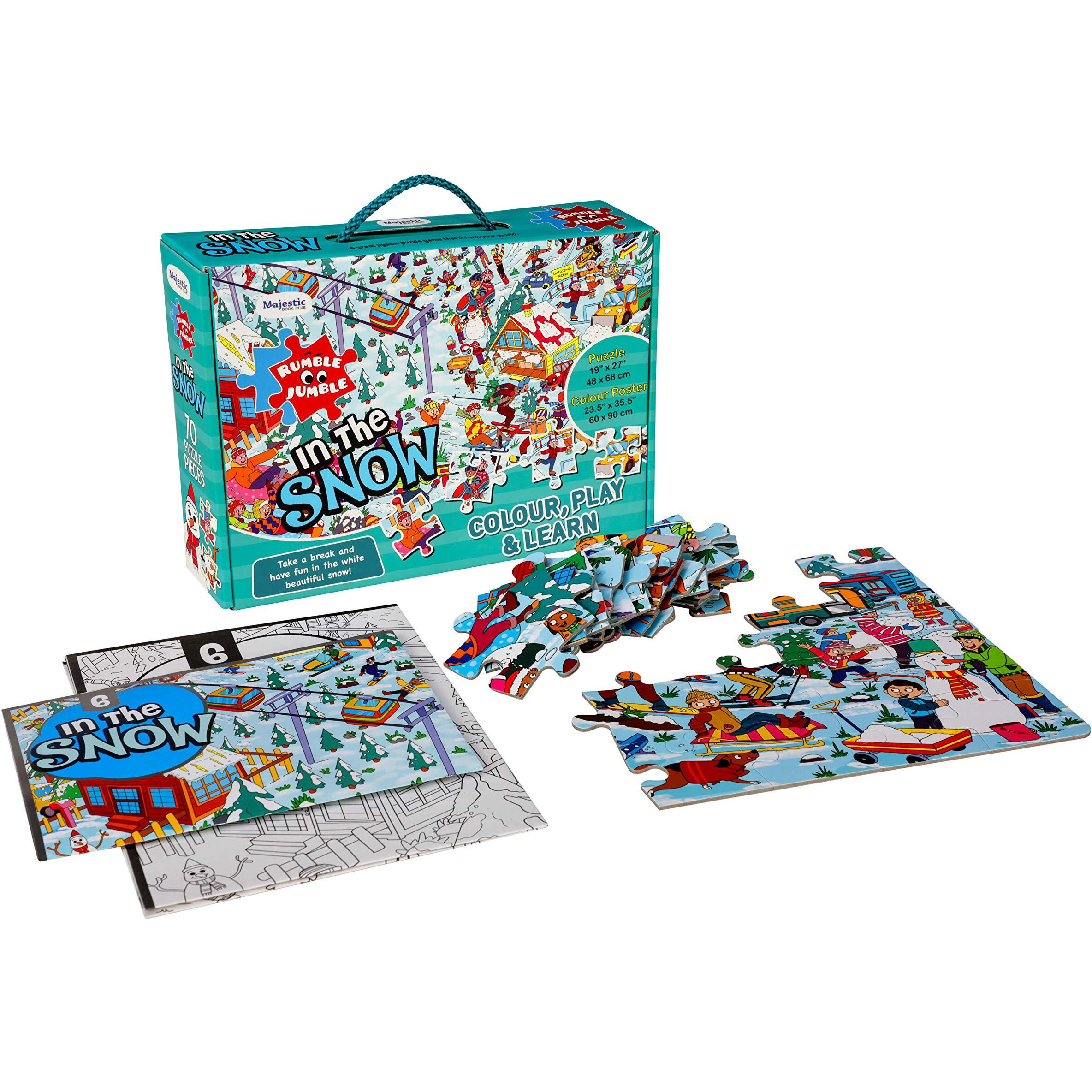 The Book Tree In The Snow Fun And Educational Floor Puzzle By Majestic Book Club, Package Includes A Big Size Colouring Poster And Jigsaw Puzzle Packed In A Beautiful Box