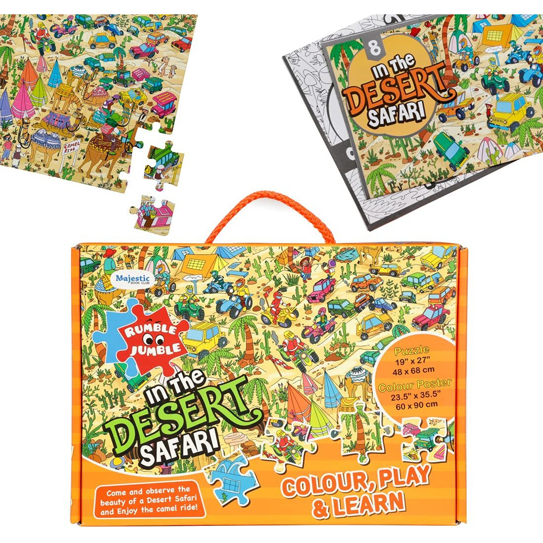 The Book Tree In The Desert Safari Fun And Educational Floor Puzzle By Majestic Book Club, Package Includes A Big Size Colouring Poster And Jigsaw Puzzle Packed In A Beautiful Box