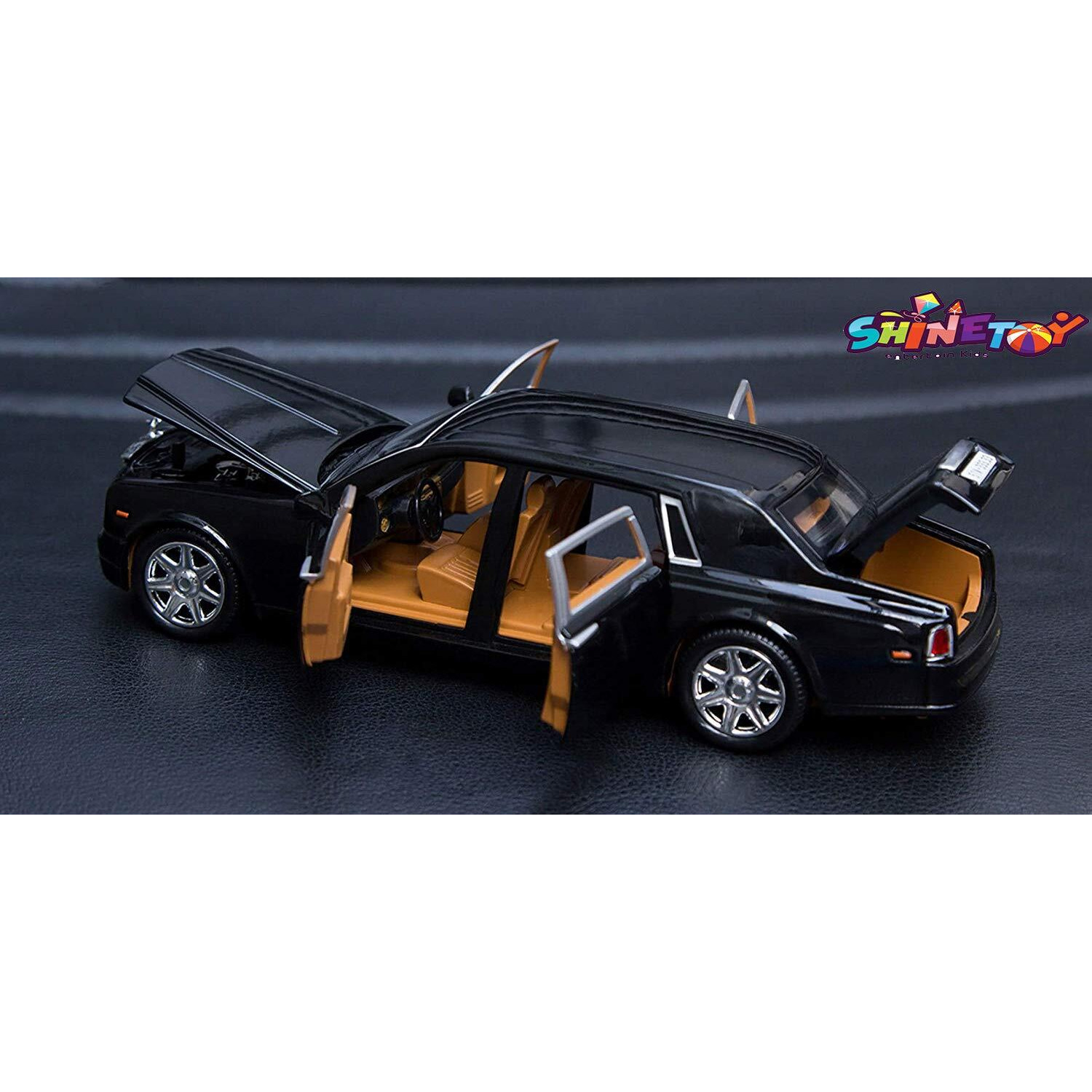 Shinetoy Entertain Kids Entertain Kids 124 Die Cast Rollsroyce Phantom Metal Car, 8 Inches, Car Collection Toy For Boy Decoration, Open Door With Light And Music Black (Black)