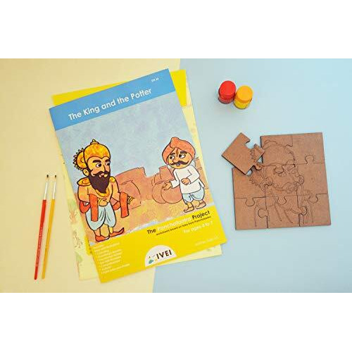 Ivei Panchatantra Story Kids Learning Book - Workbook And Diy Puzzle - Colouring Activity Worksheets - Creative Fun Activity And Education For Kids - The King And The Potter(Age 4 To 7 Years)