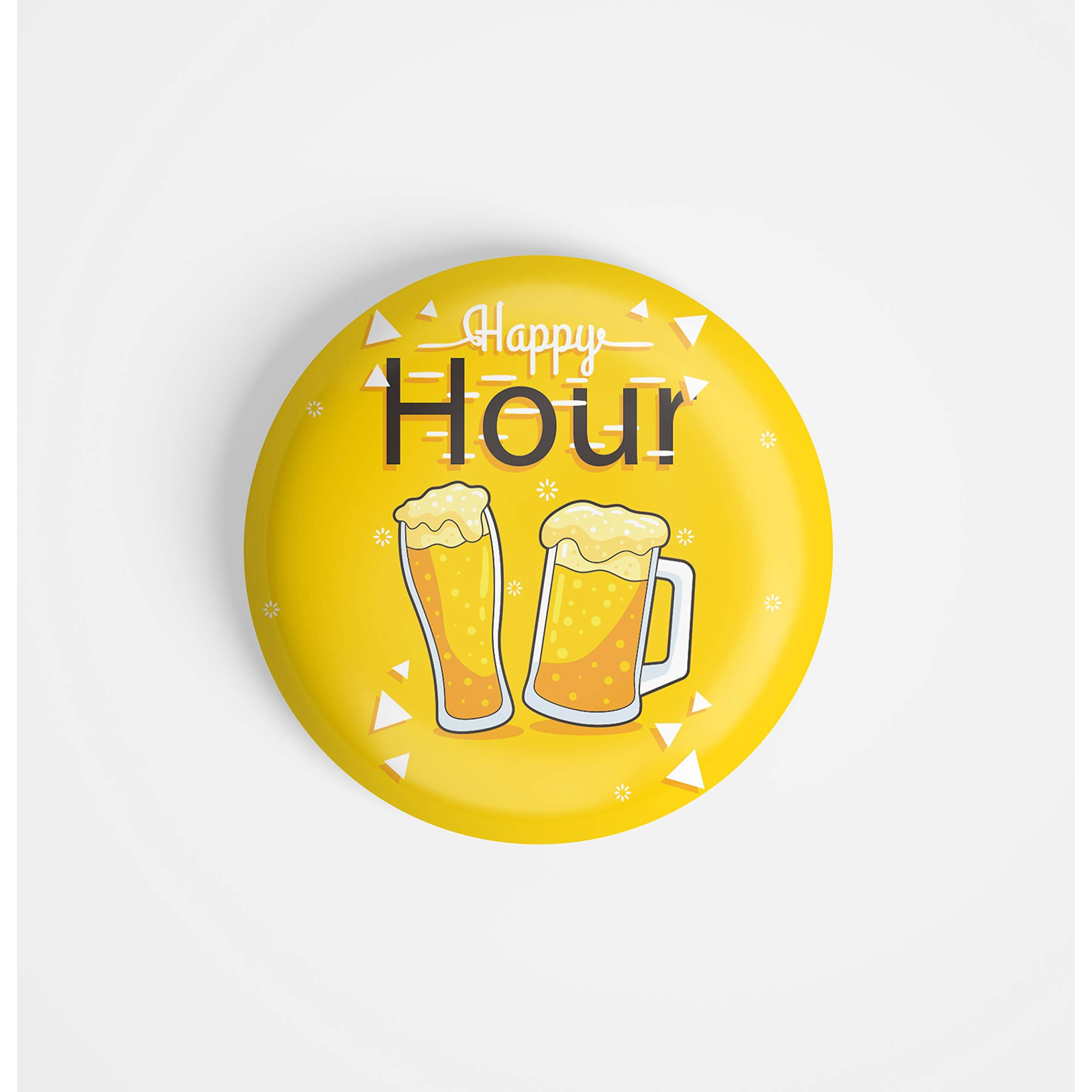 Dhcrafts Pin Badges Yellow Hour Glossy Finish Design Pack Of 1