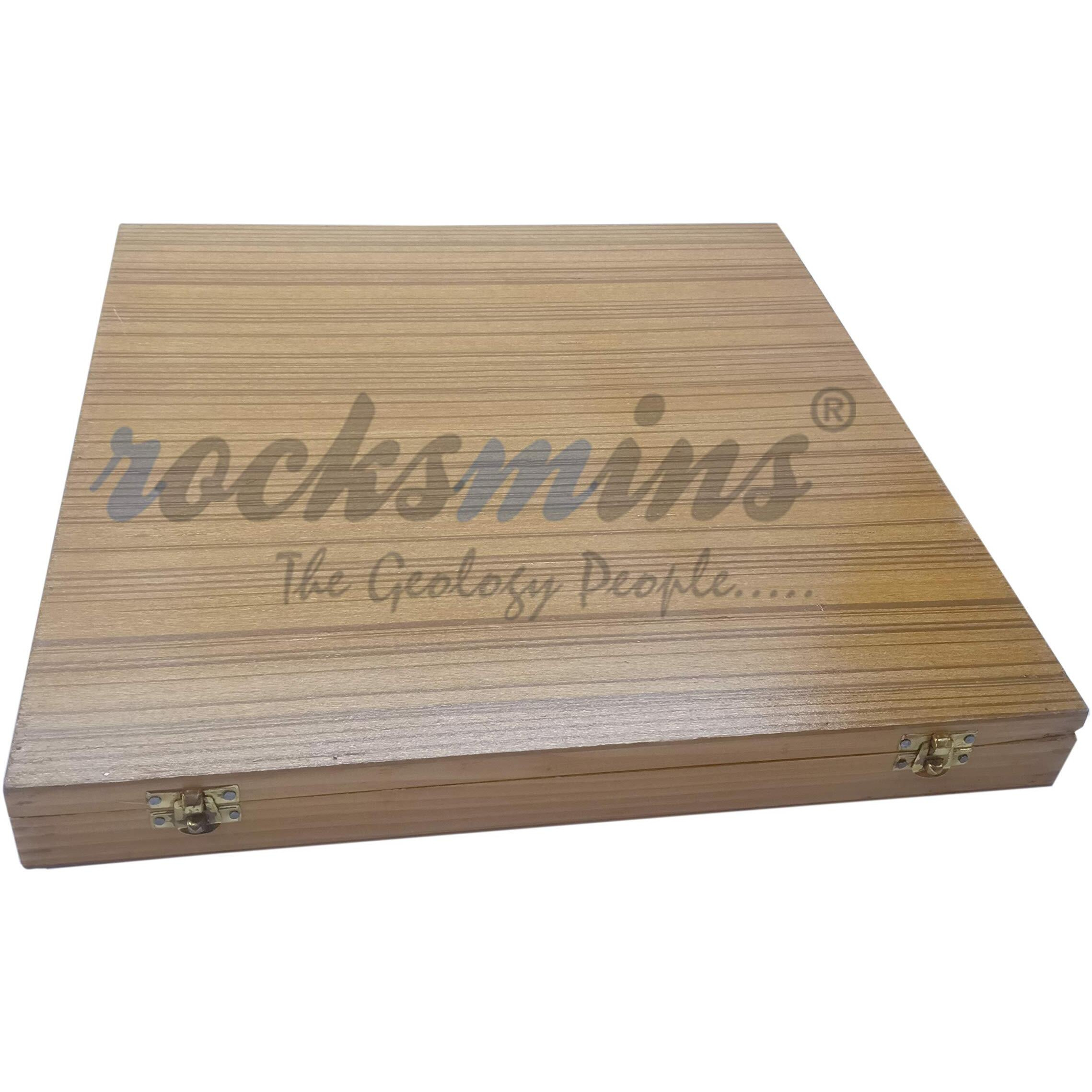 Rocksmins Collection Of 100 Rocks & Minerals In A Heavy Wooden Box For Education Rm100Wb 100 Handpicked Natural Rock And Mineral Specimens In Storage Tray Educational Beautiful Wooden Box For Geology
