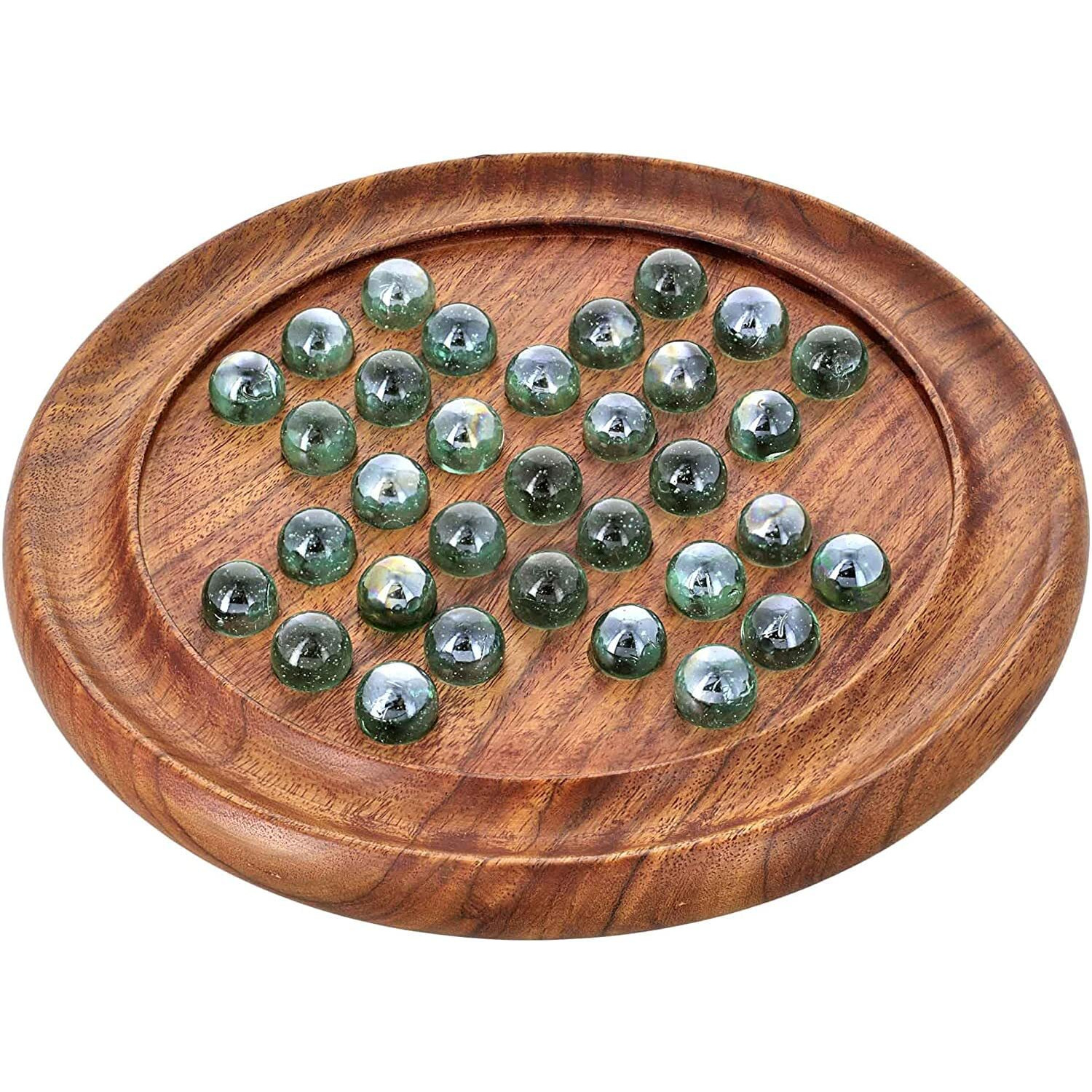 Zyntix Wooden Chinese Checkers Game With Glass Marbles - Classic Brainvita Kids Game For Children - Fine Quality Family Board Games Set - Ideal For Developing Strategic Thinking Skills