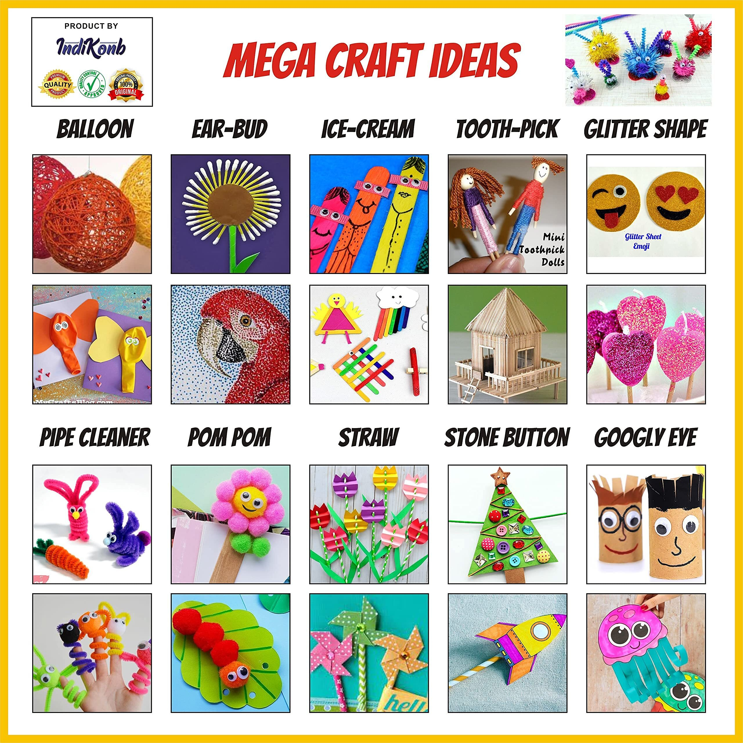 Indikonb Mix 31 In 1 Diy Crafts Kit Set For Girls And Boys With Art And Craft Materials Supplies For Kids For All Ages 8-10, Age 9-12, Age 12-16 Old (Multicolor)
