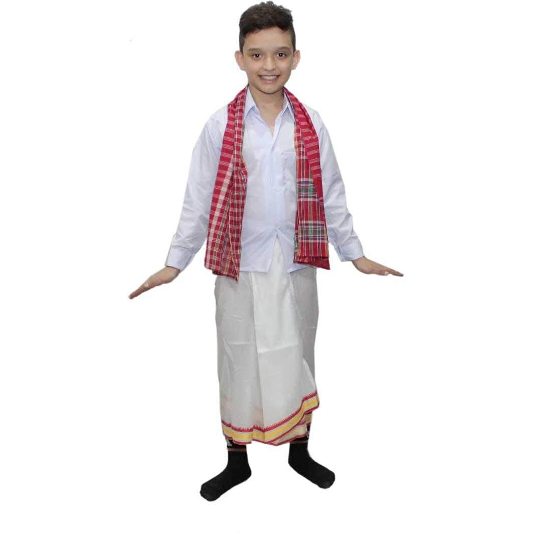 Kaku Fancy Dresses Indian State Dance Costume Multicolor, 5-6 Years For Boys,SilkPolyester Blend Material