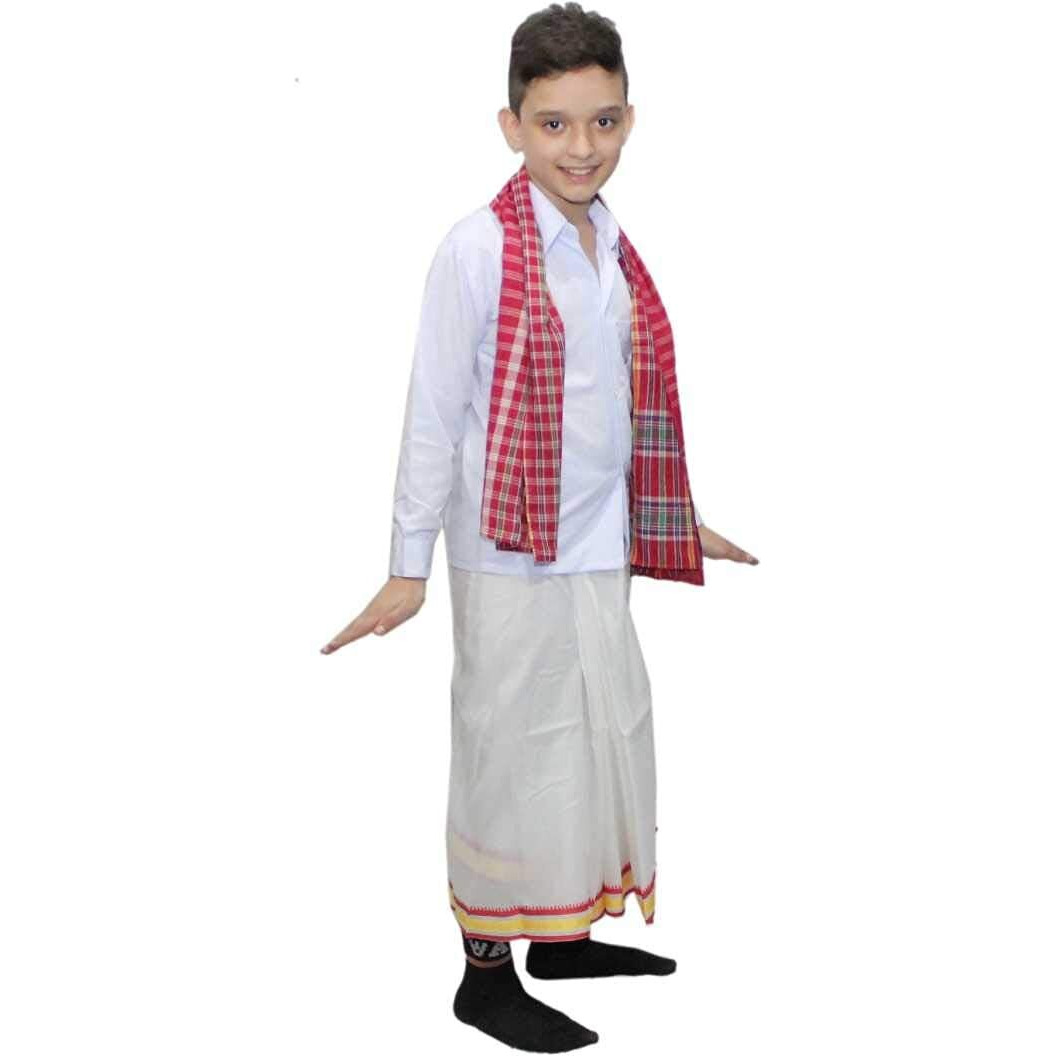 Kaku Fancy Dresses Indian State Dance Costume Multicolor, 5-6 Years For Boys,SilkPolyester Blend Material