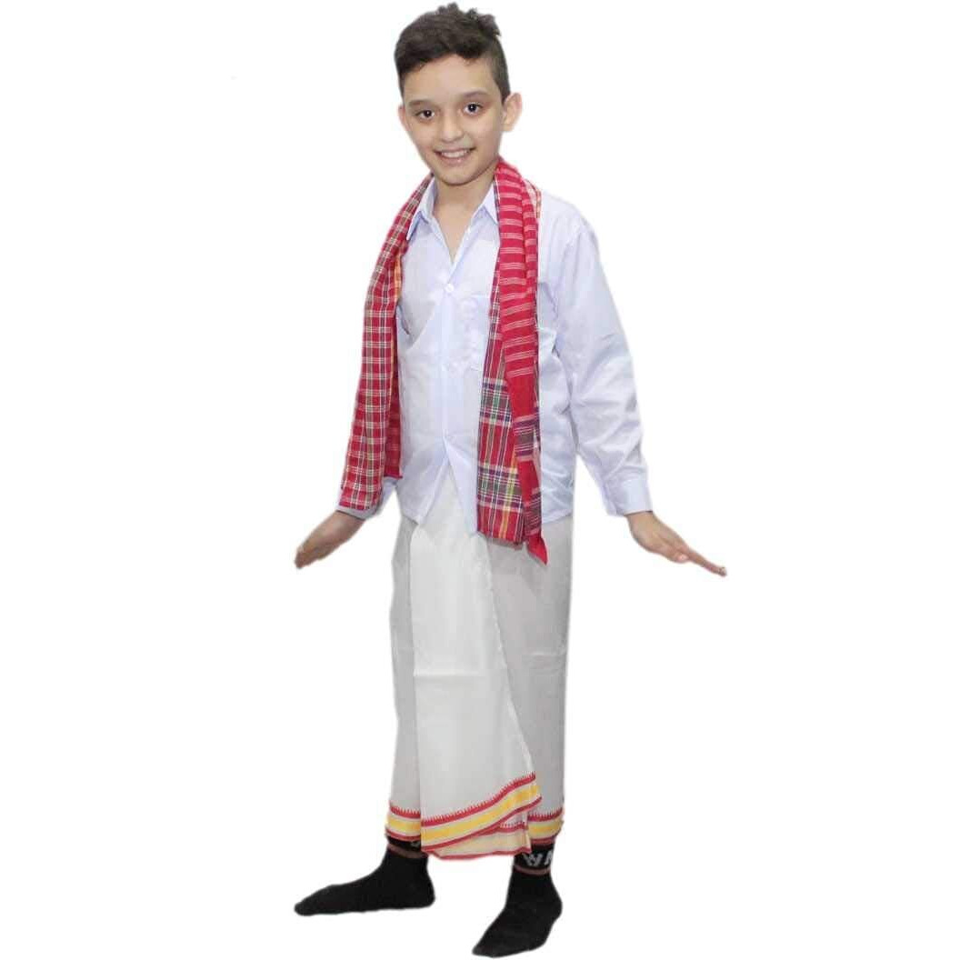 Kaku Fancy Dresses Indian State Dance Costume Multicolor, 5-6 Years For Boys,SilkPolyester Blend Material