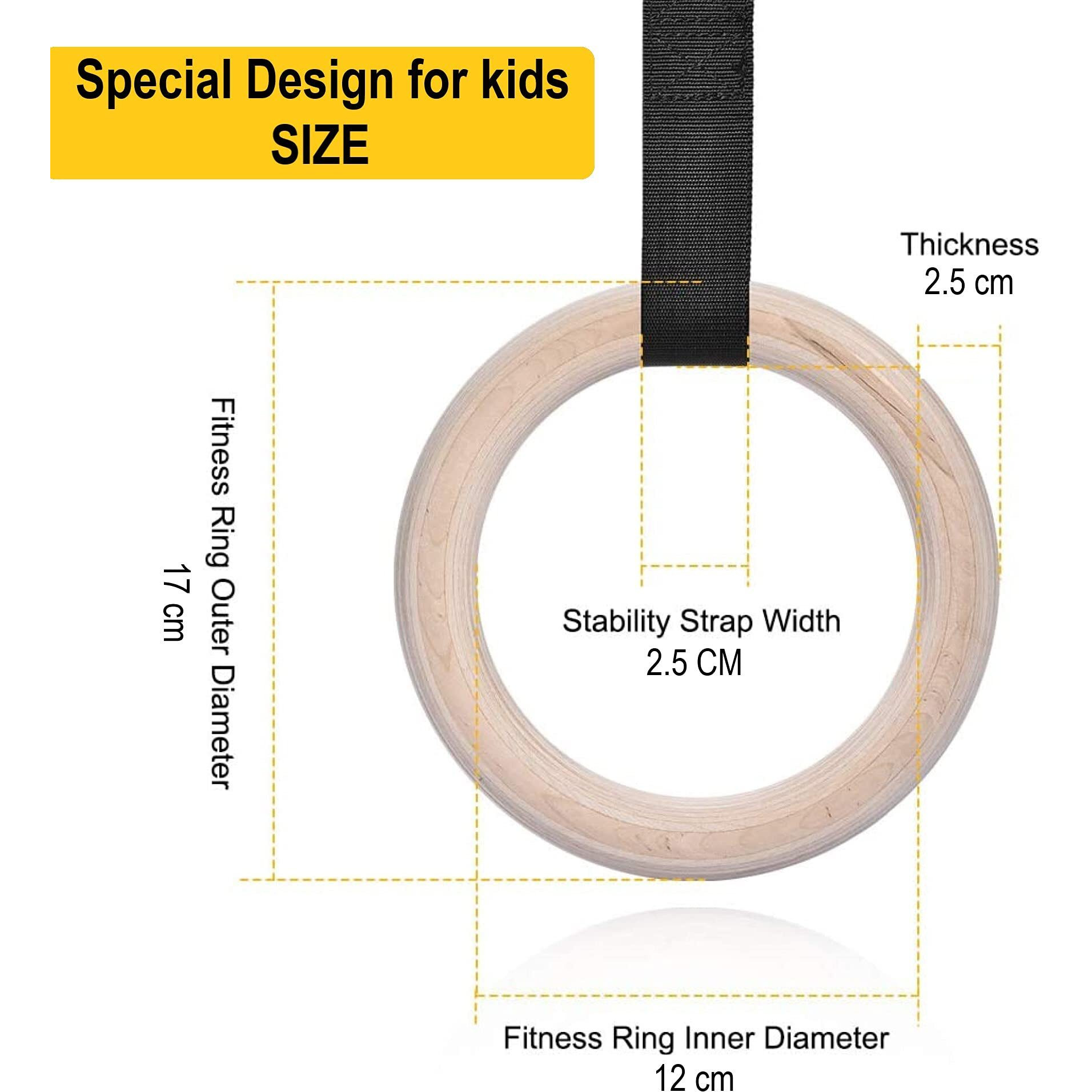 Shopoflux Wooden Gymnastics Rings For Kids|Kids Gym Play Set|Gymnastic Toys For Boys And Girls,17 Cm
