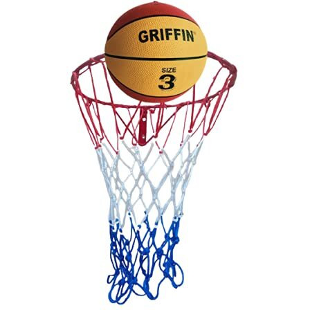 Griffin Basketball For Kids Basketball Net Ring Wall Mountable Hoop Ring With Net Sports Training & Kids Regular Practice Basketball Size 3 Kids Basketball Children Age 4-7 Year Old (Red)