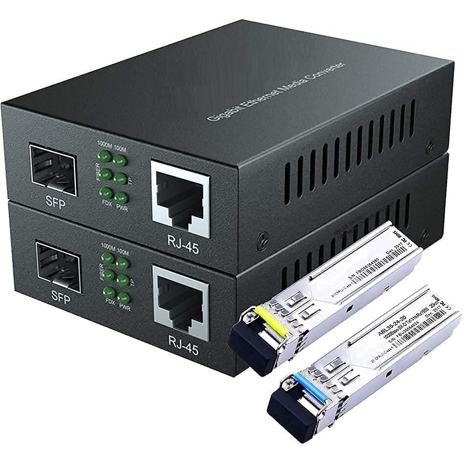 Hanutech Gigabit Sfp To Ethernet Rj45 Converter | Fast Ethernet To Fiber With 1.25G Ddm 1310/1550Nm Sfp Module 20Km Transmission