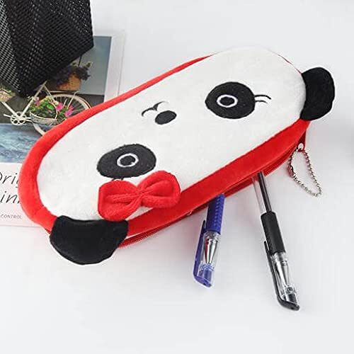Awestuffs Pencil Pouch Soft Toys For Children, Kids Favorite Pencil Box And Cosmetic Pouch For Girls Multi-Functional Pen Box (Panda Plush) (Panda Red)