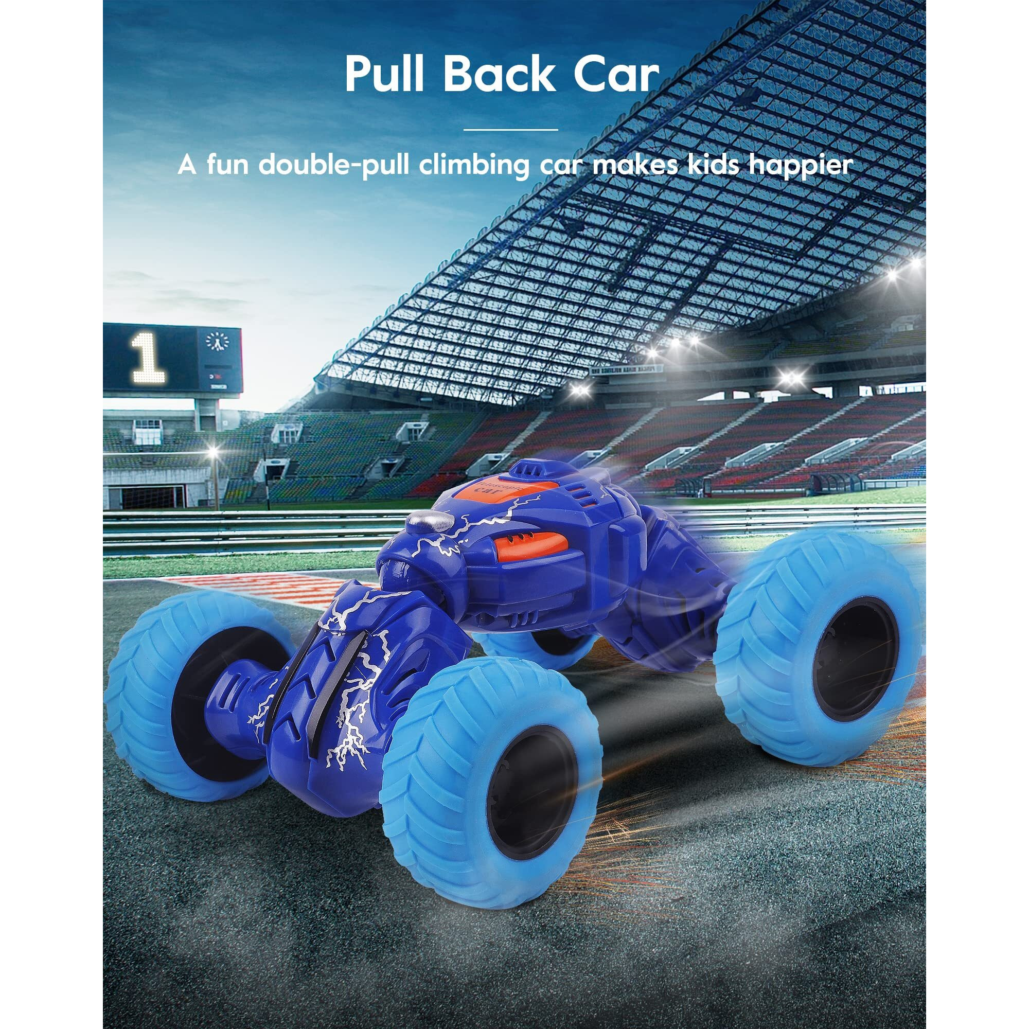 Fivegoes Pull Back Cars, 2 Pack Monster Toys Cars For 3 Year Old Boys And Toddlers, Friction Powered Vehicles Toys For Kids 3 4 5 6 7 Year Old Boys Girls Christmas Birthday Gifts