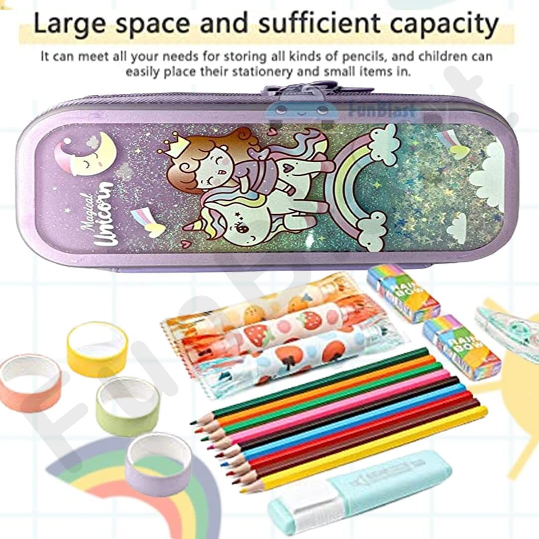 Funblast Unicorn Pencil Case For Girls, Large Capacity Pencil Pouch, Pen & Pencil Pouch For Kids Boys And Girls Pencil Stationary Pouch For Students School Supplies (Multicolor)