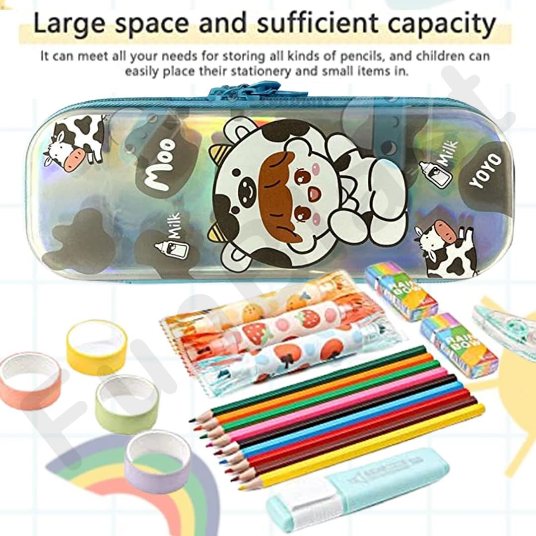 Funblast Pencil Pouches For Girls Stylish, Pencil Case For Girls, Pencil Pouches For Kids, Pencil Box For Kids, Stationary Organizer (Blue)