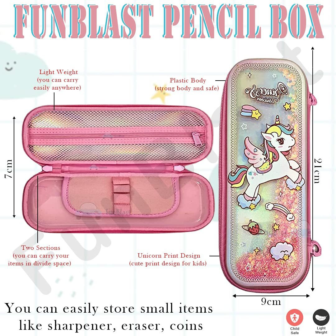 Funblast Pencil Case For Kids, Zipper Pen & Pencil Pouch For Kids Boys And Girls Pencil Stationary Pouch For Students School Supplies (Random Color)