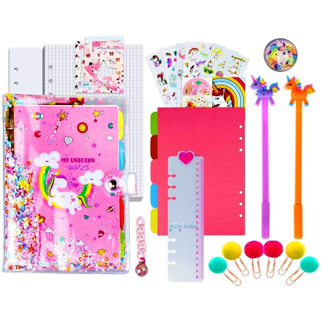 Funblast Combo Of Fidget Popit Pouch, Diary & Sling Bag For Kids Pop It Stationery Kit - Coin Pouch, Stationary Organizer Set/Birthday Return Gifts For Girls, Kids (Pack Of 3 Random Color)
